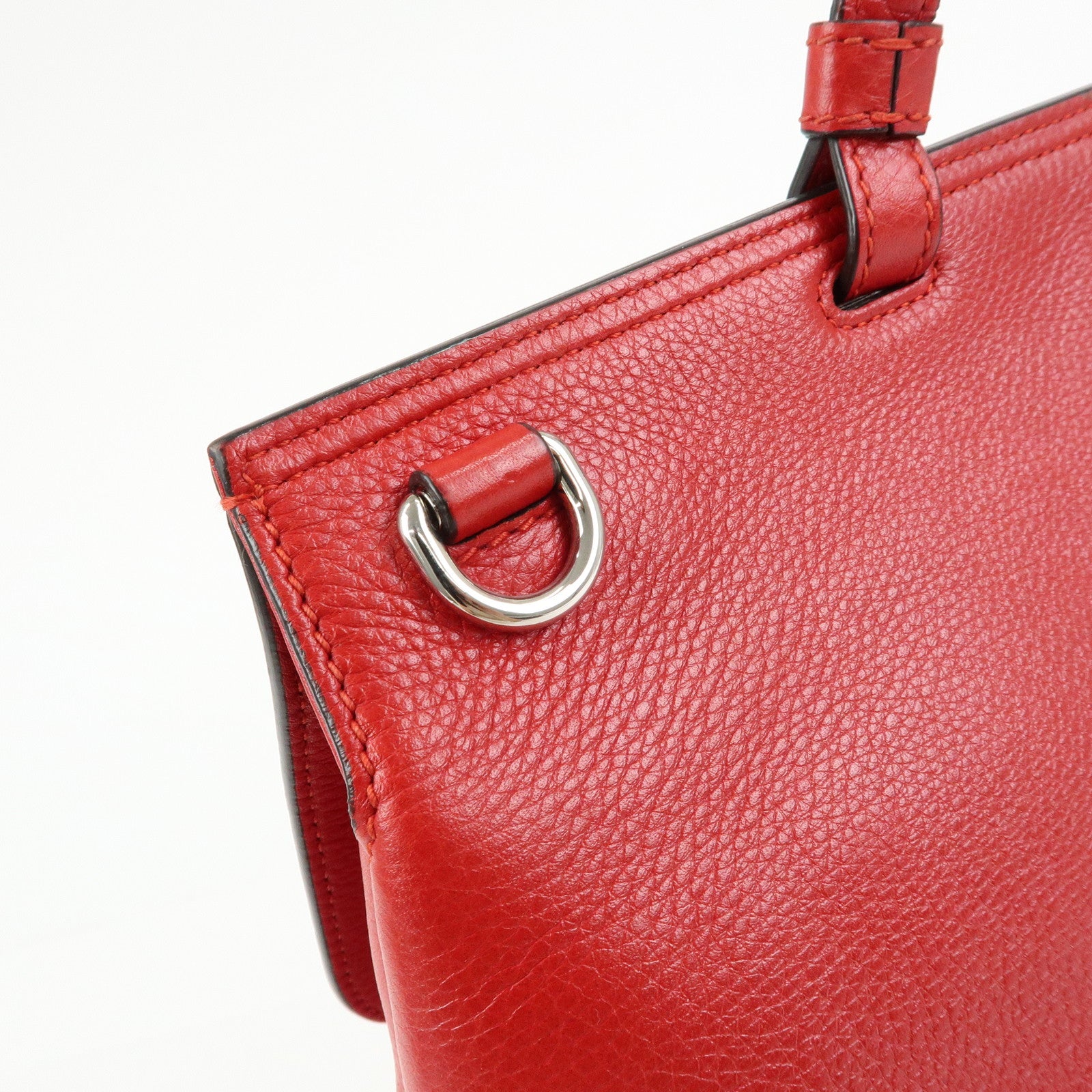 GUCCI Bamboo Leather 2Way Bag Hand Bag Shoulder Bag Red 370830