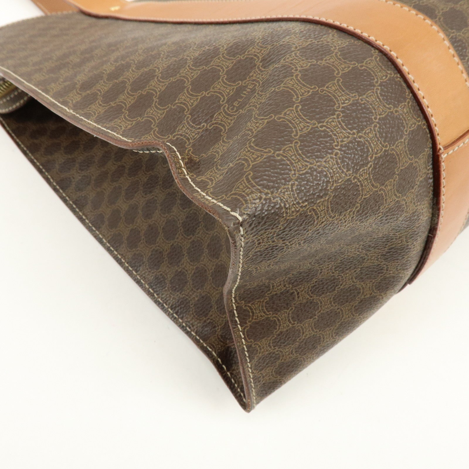 CELINE Macadam PVC Canvas Leather Tote Bag Shoulder Bag Brown