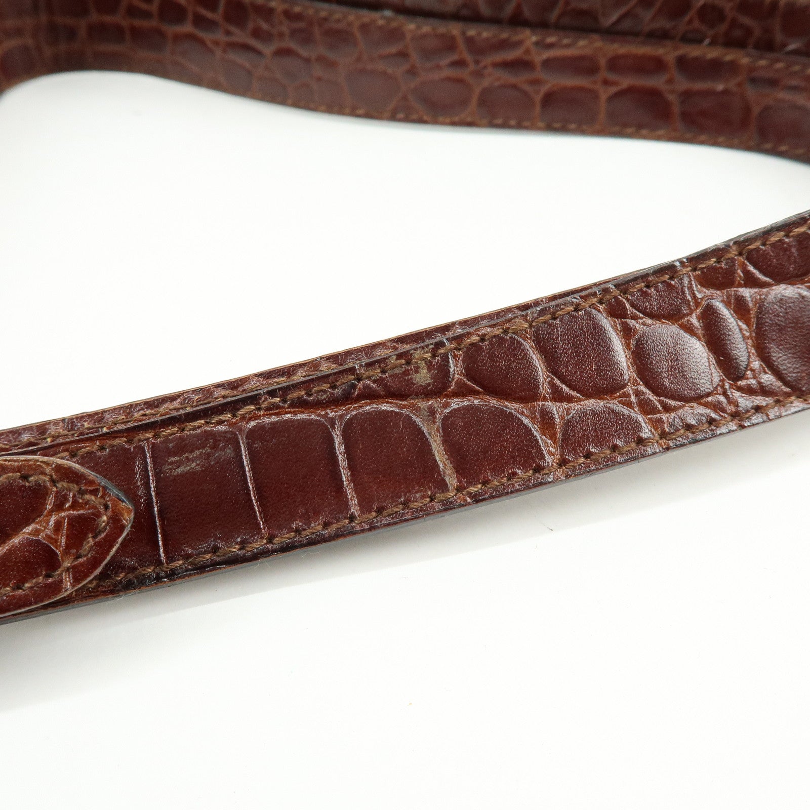 Ferragamo Gancini Embossed Leather Shoulder Bag Crossbody Bag Brown