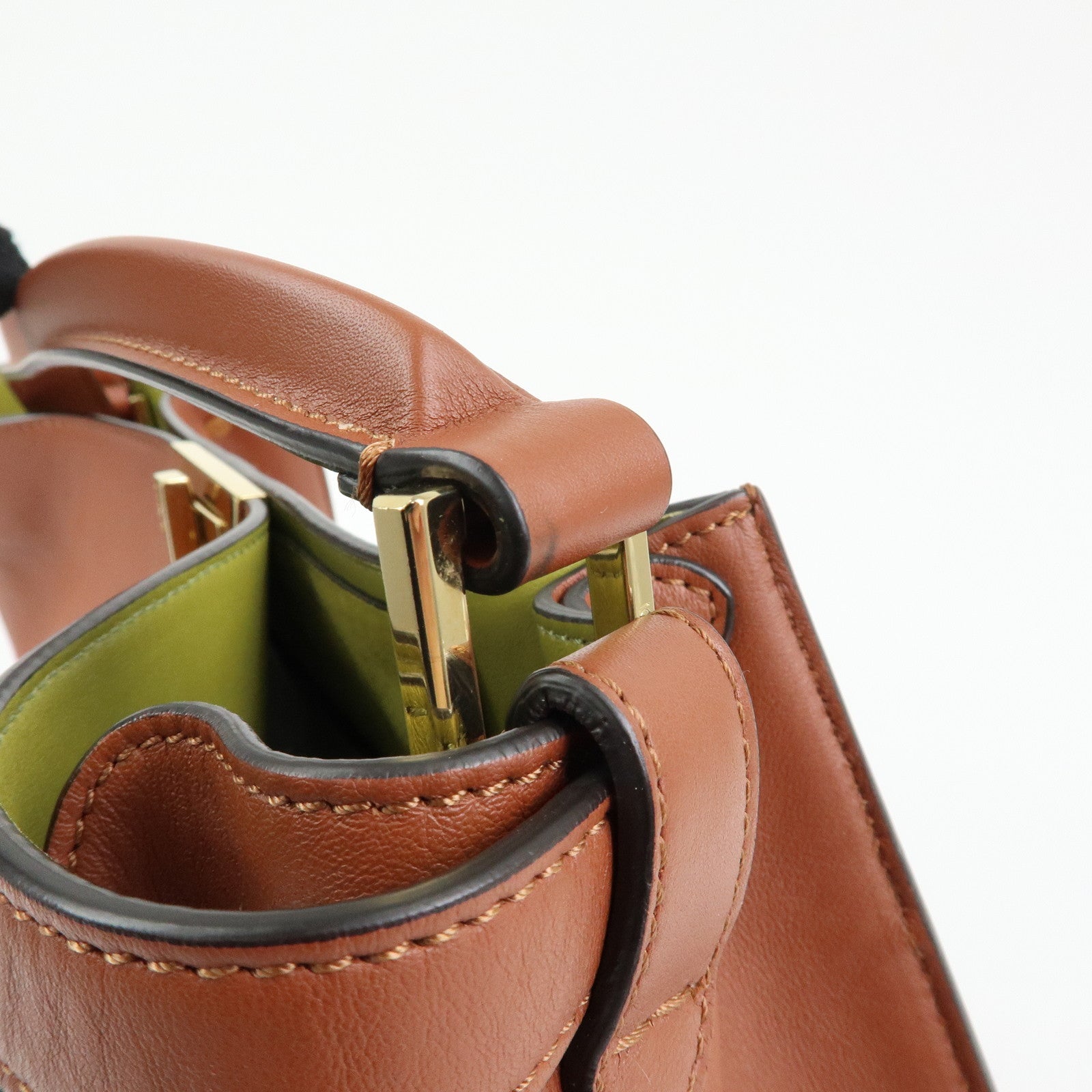 FENDI Peekaboo X‑Lite Leather Shoulder Bag Hand Bag Brown 8BN304