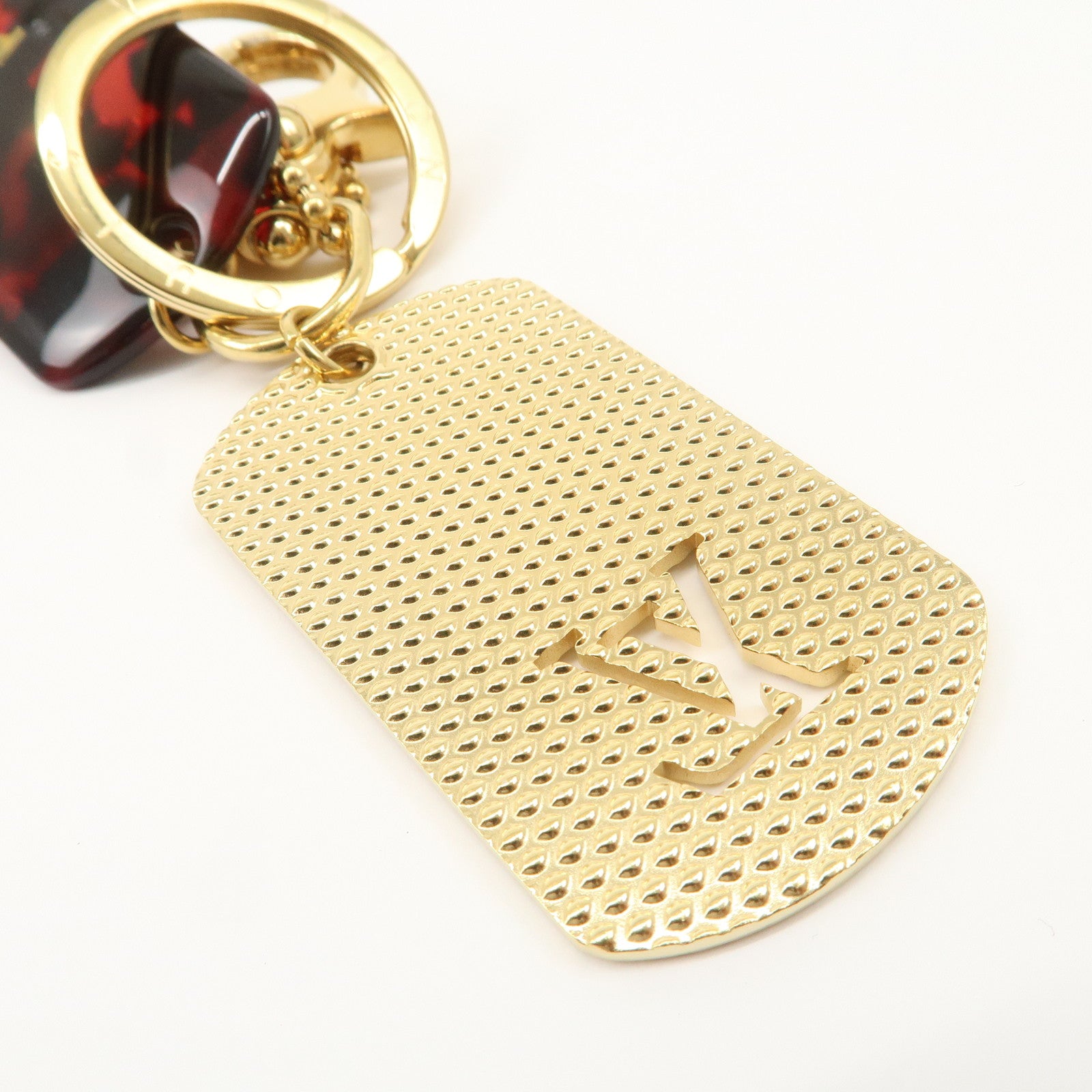 Louis Vuitton Bijoux Sac Monogram Flage Metal Resin Bag Charm Gold Rouge M65635 Used