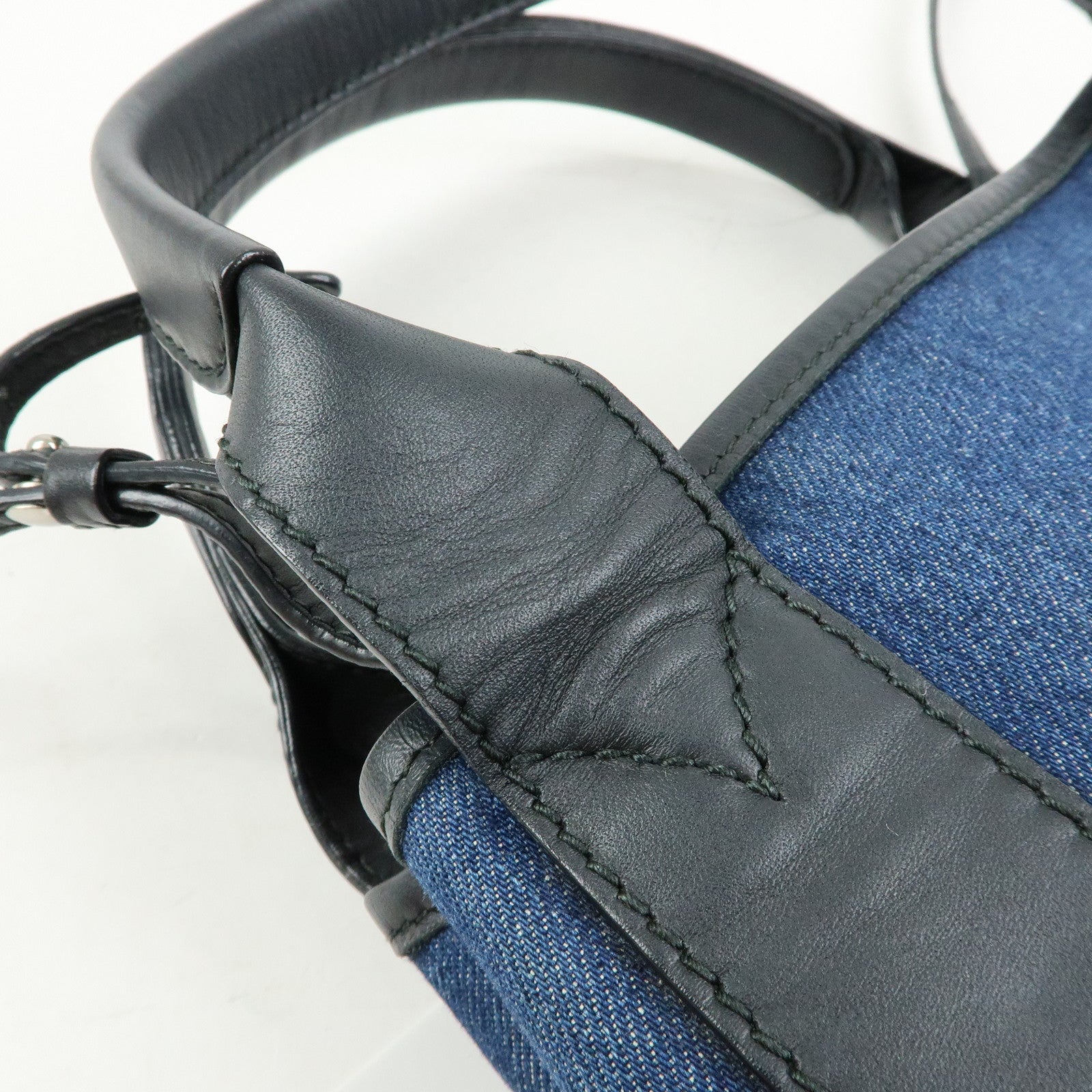 BALENCIAGA Baby Cabas Denim 2Way Bag Hand Shoulder Bag Blue Black