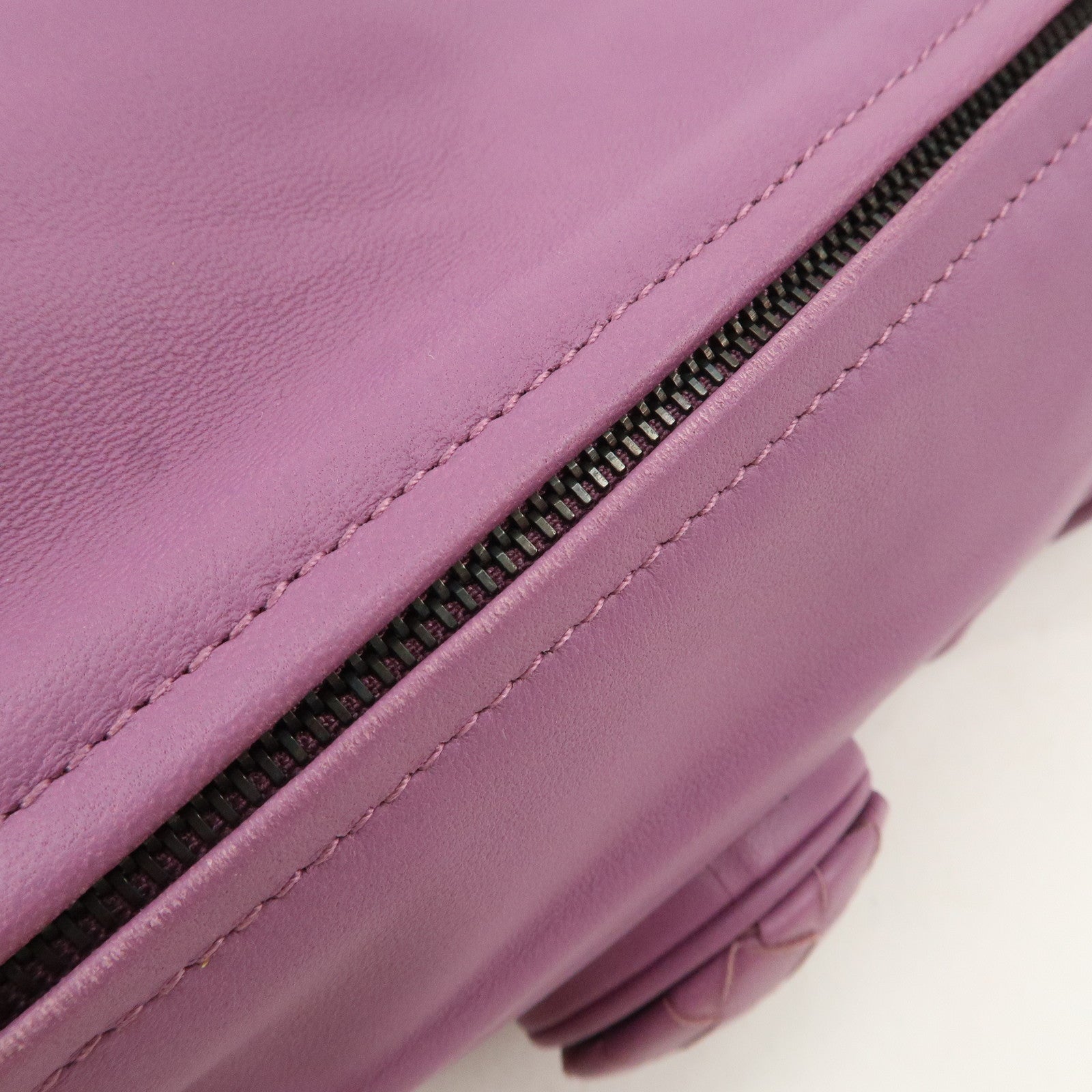 BOTTEGA VENETA Intrecciato Leather Clutch Bag Purple Used