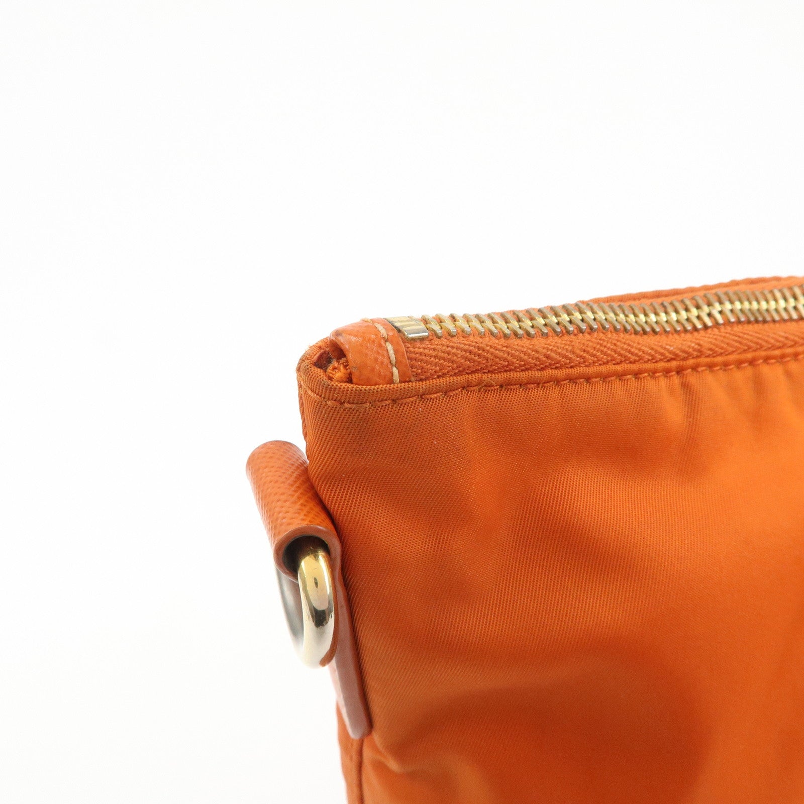 PRADA Nylon Saffiano Leather Tote Bag Hand Bag Orange