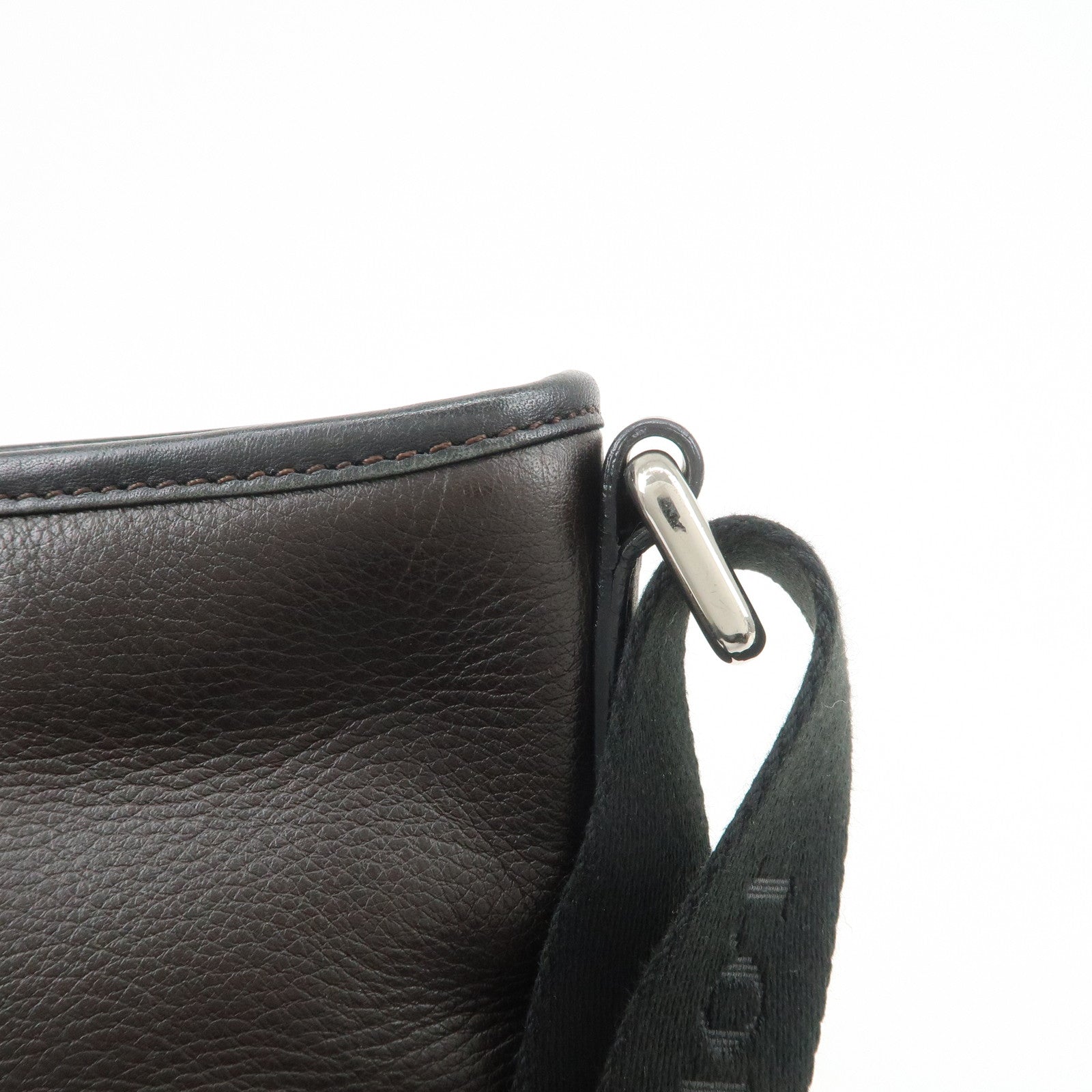 LOEWE Anagram Logo Leather Shoulder Bag Crossbody Bag Dark Brown