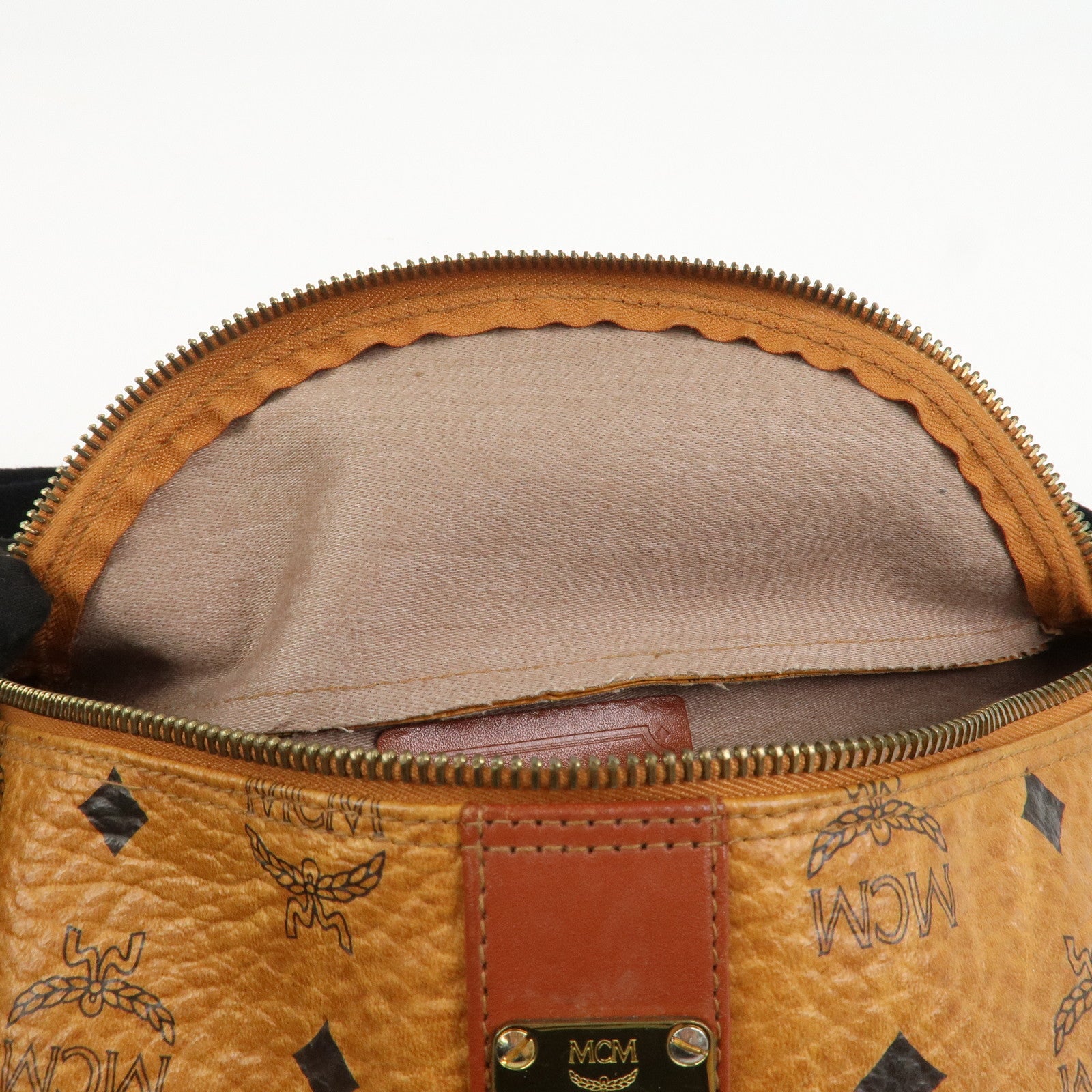 MCM Visetos Leather Waist Bag Waist Pouch Crossbody Bag Brown