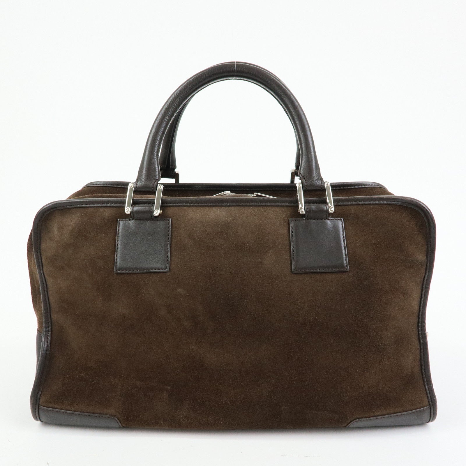 LOEWE Anagram Amazona36 Suede Leather Hand Bag Boston Bag Brown