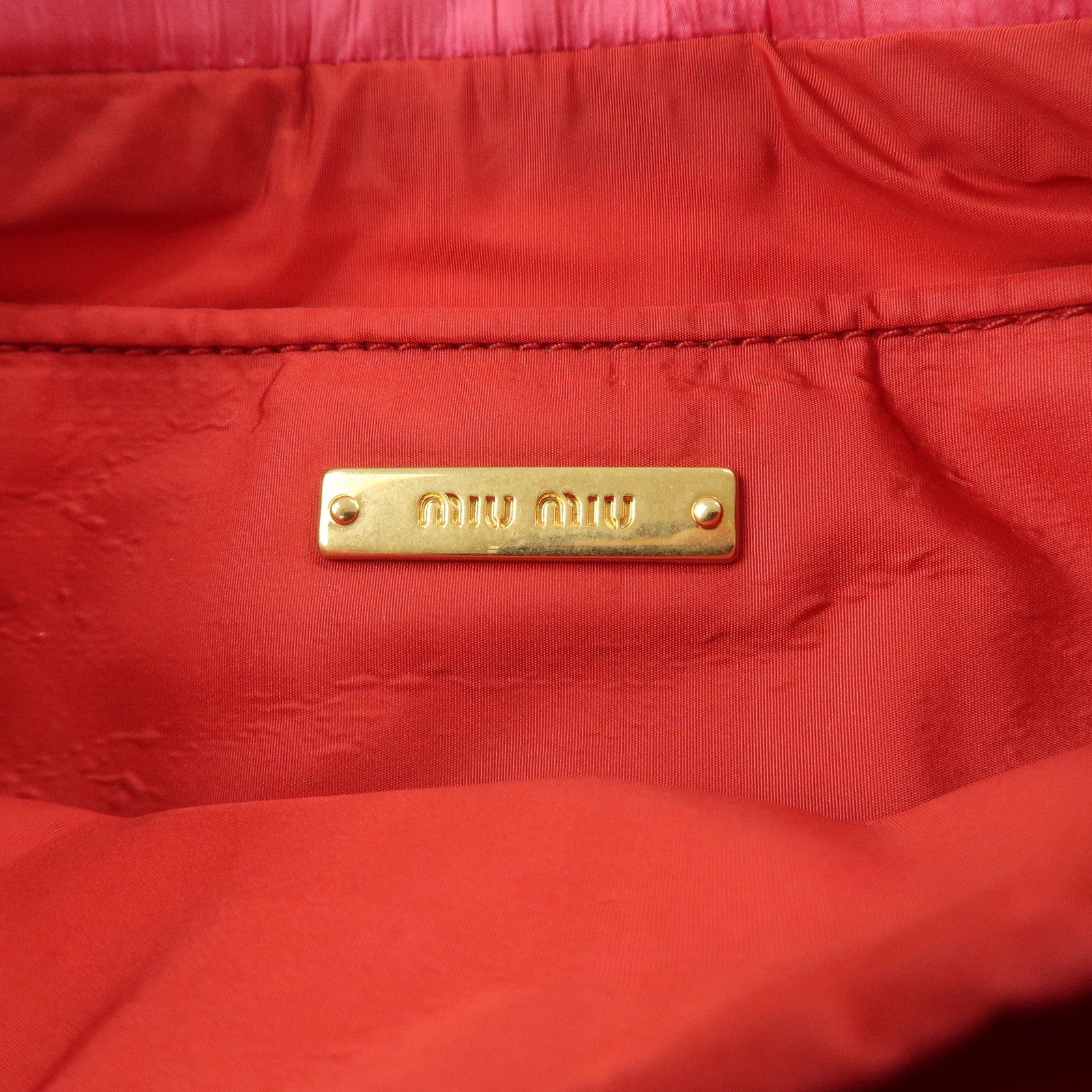 MIU MIU Nylon Clutch Bag Wristlet Bag Pink 5N1851