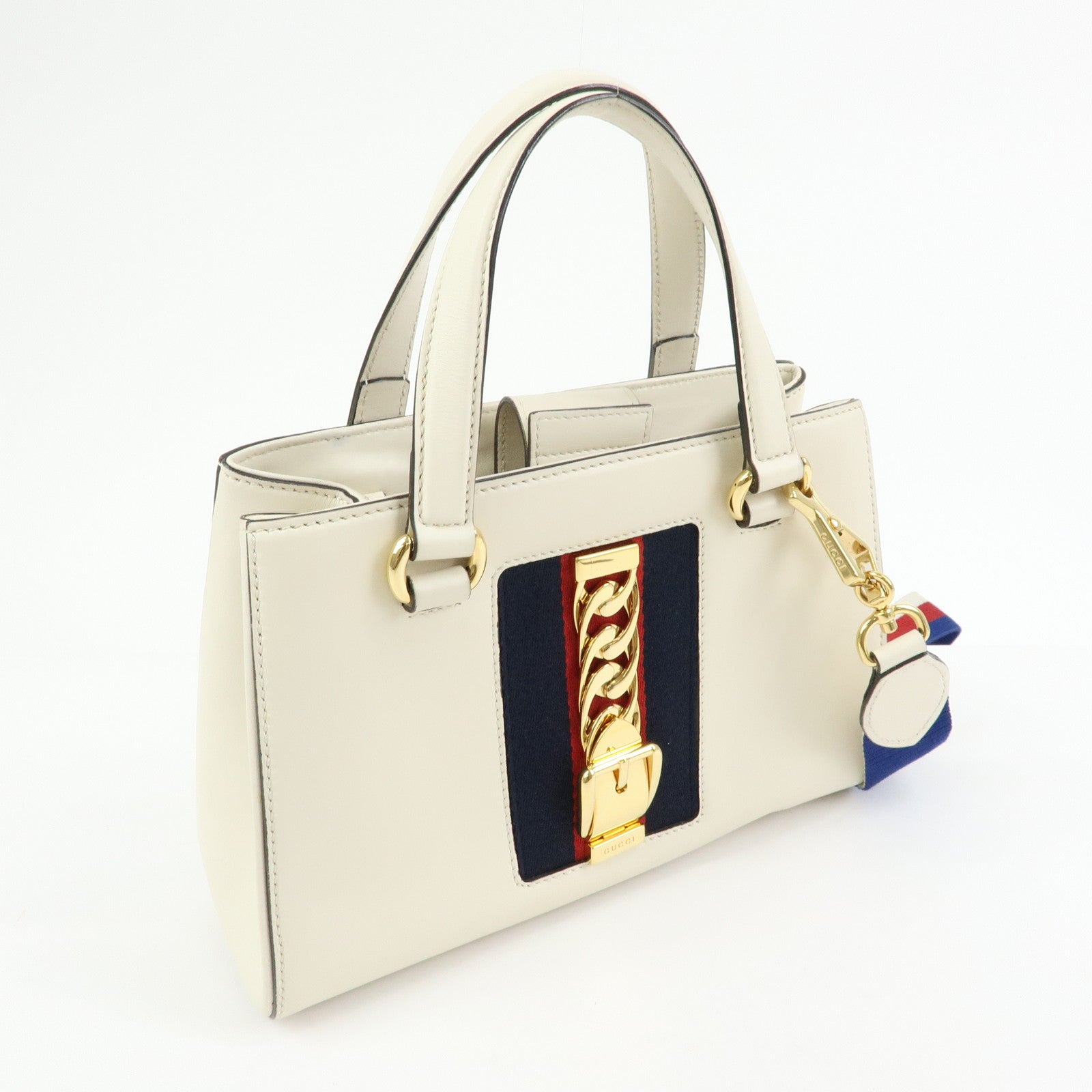 GUCCI Sylvie Sherry Leather 2Way Bag Hand Shoulder Bag White 460381