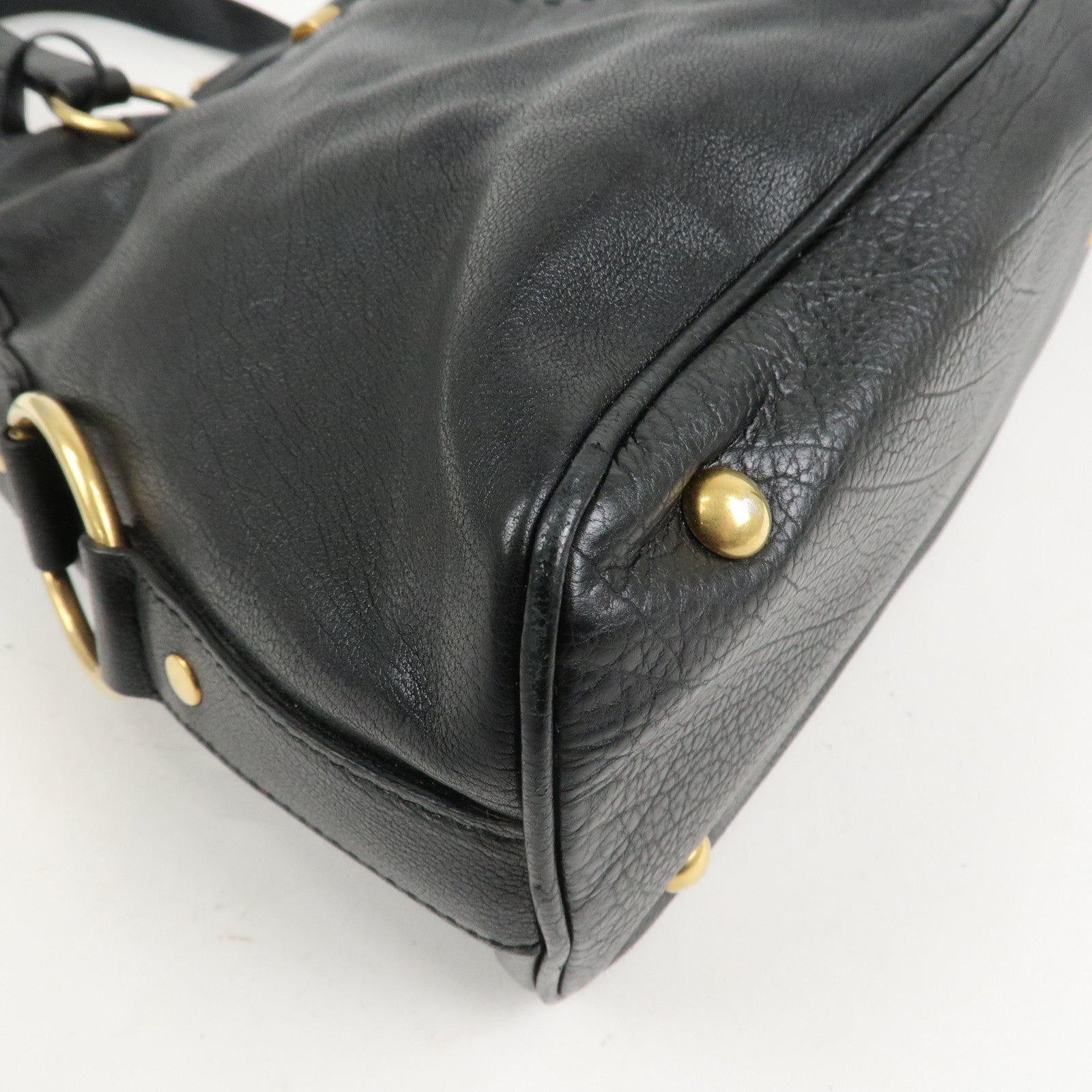 SAINT LAURENT PARIS Leather Muse Hand Bag Shoulder Bag Black
