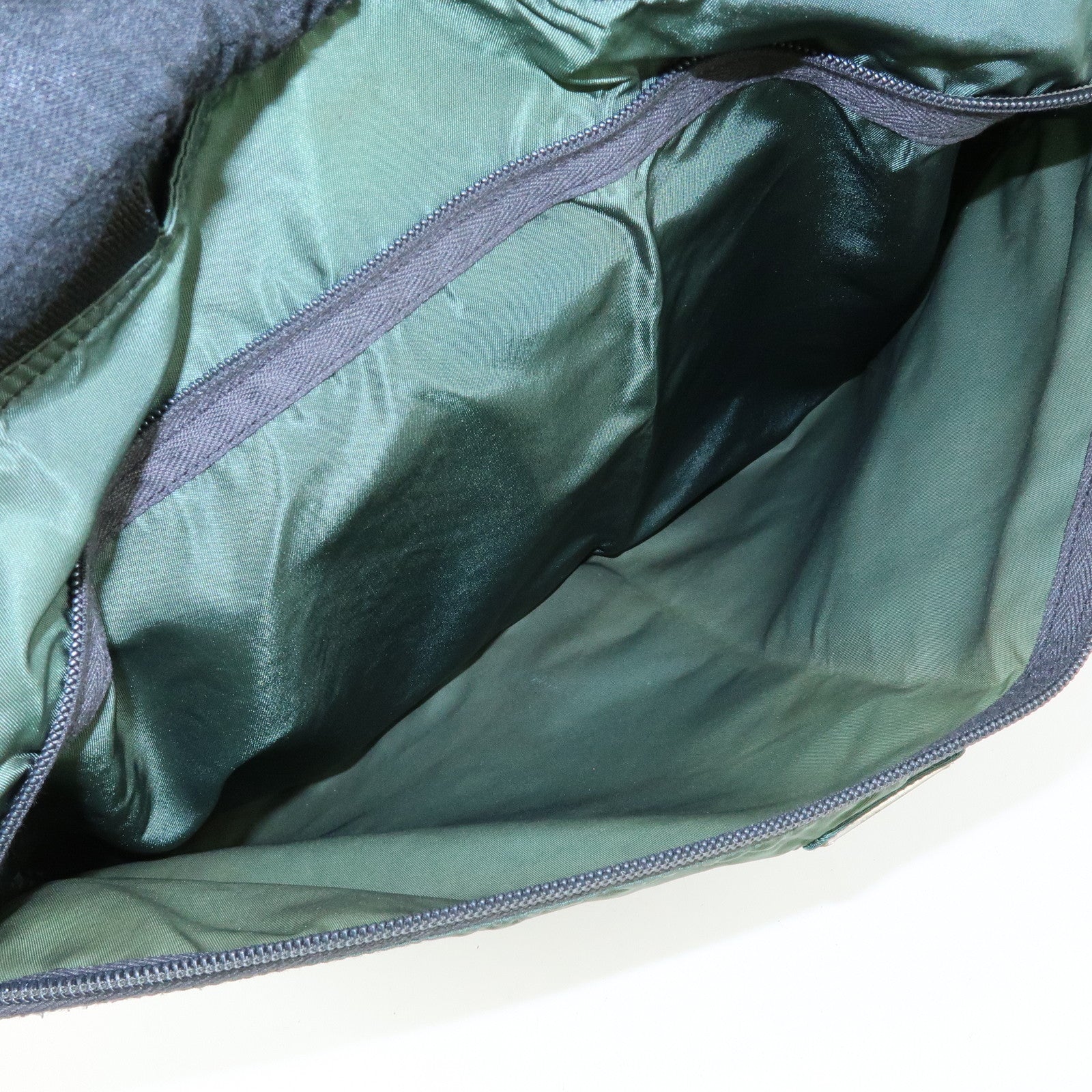 PRADA Triangle Logo Nylon Leather Tote Bag Hand Bag Moss Green