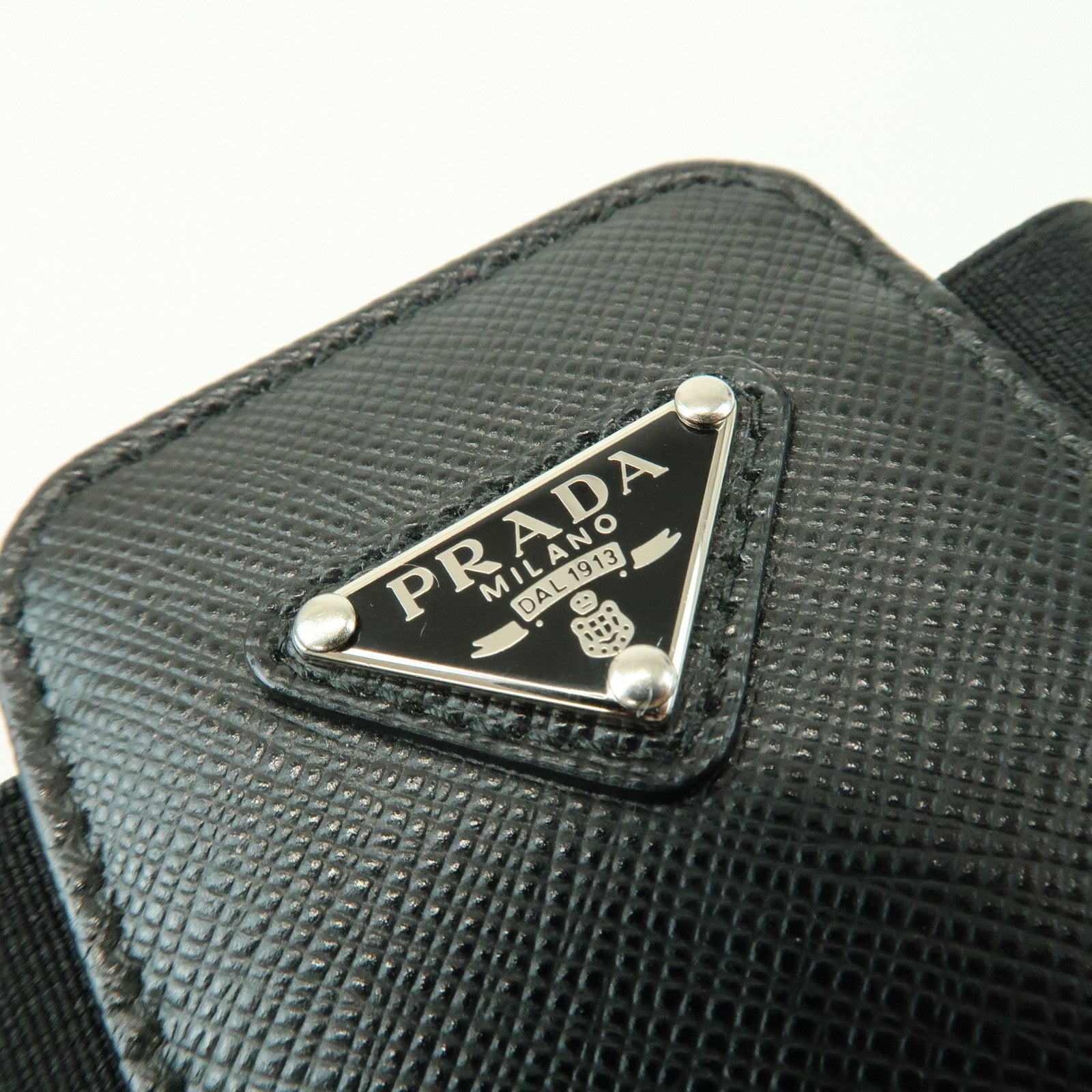 PRADA Triangle Logo Saffiano Leather Nylon Phone Case 1ZT019