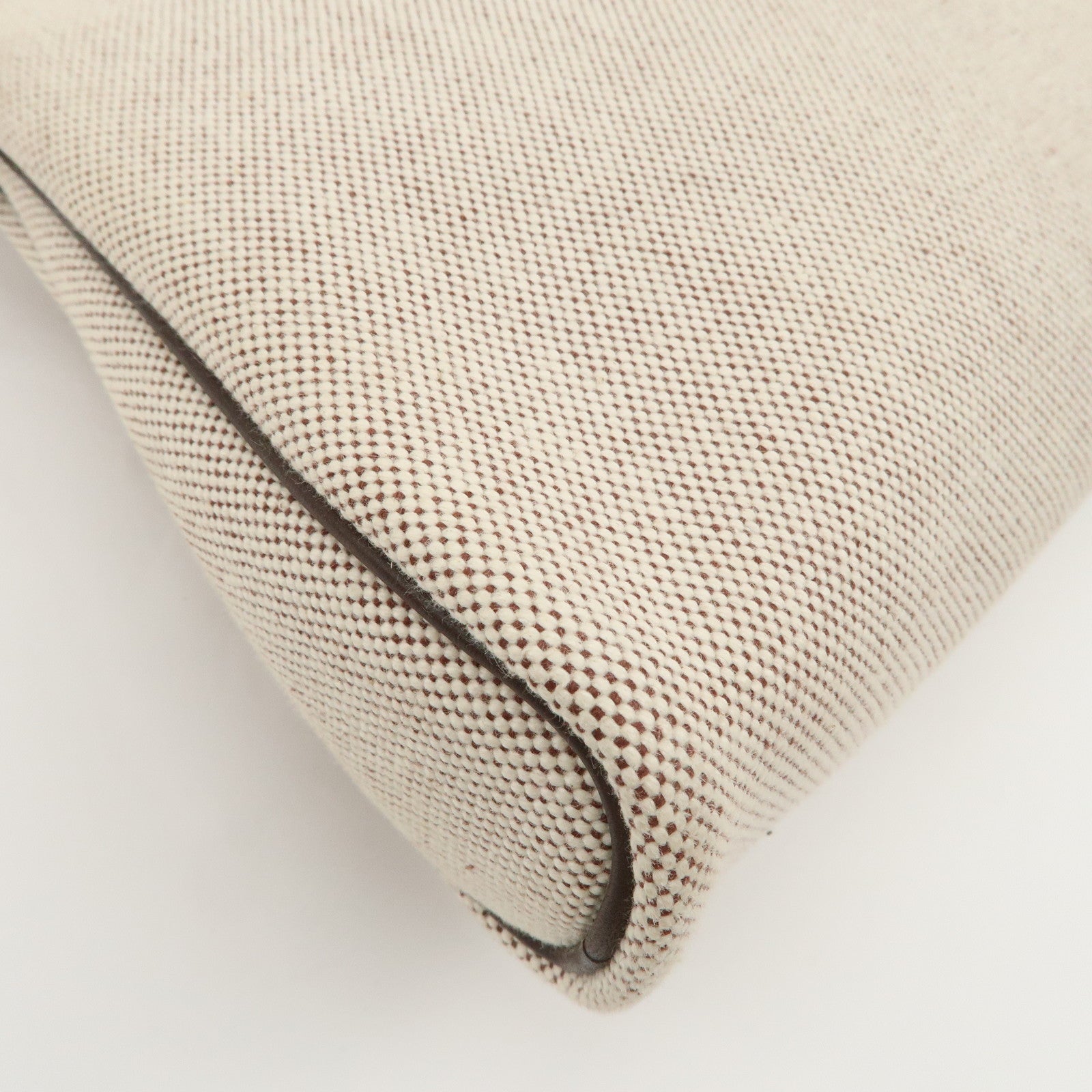 HERMES Leather Toile Ash Sac Eve MM J Engraved Hand Bag Natural