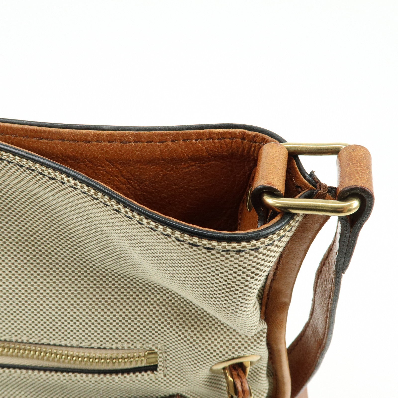 Chloe Harley Canvas Leather Shoulder Crossbody Bag Natural Brown