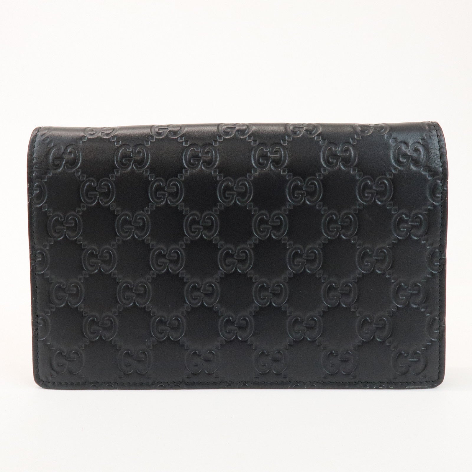 GUCCI Guccissima Leather Chain Long Wallet Cat Black 548060