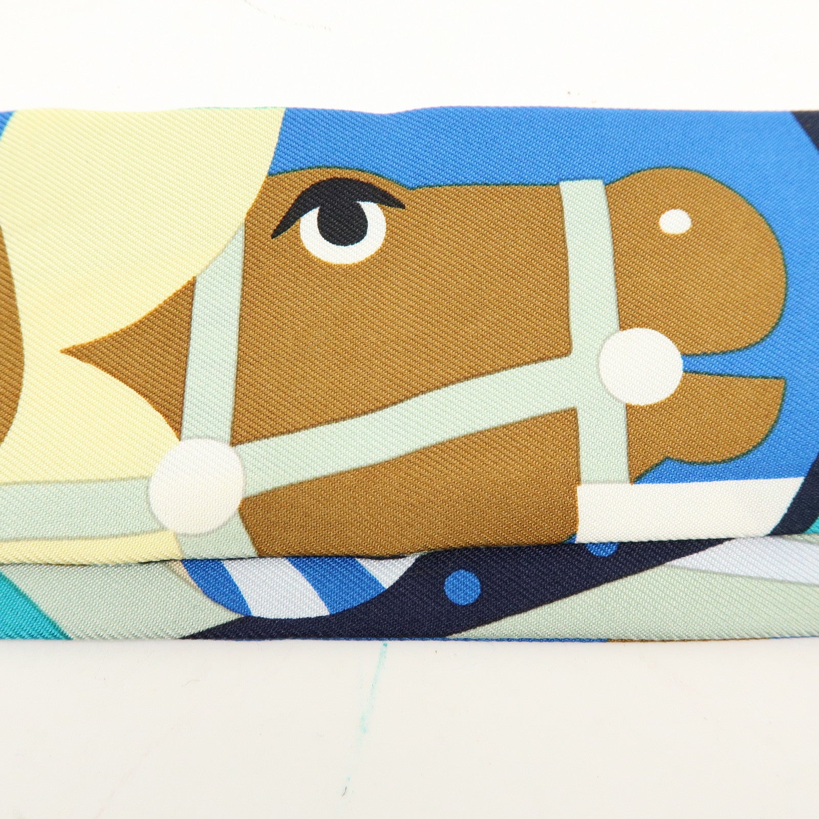 HERMES Silk 100% Twilly Parade en Fanfare Blue Multicolor