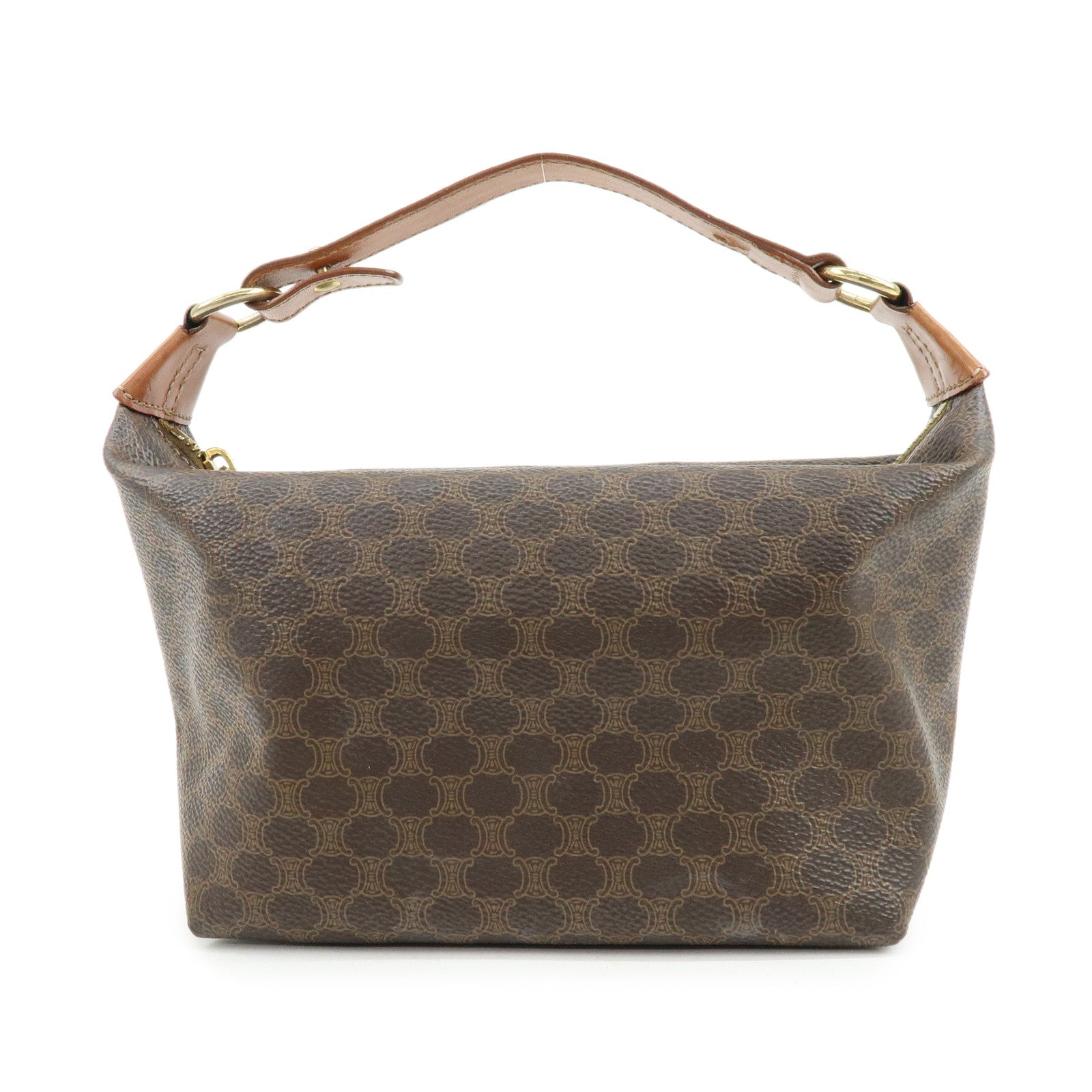 CELINE Macadam PVC Leather Hand Bag Brown