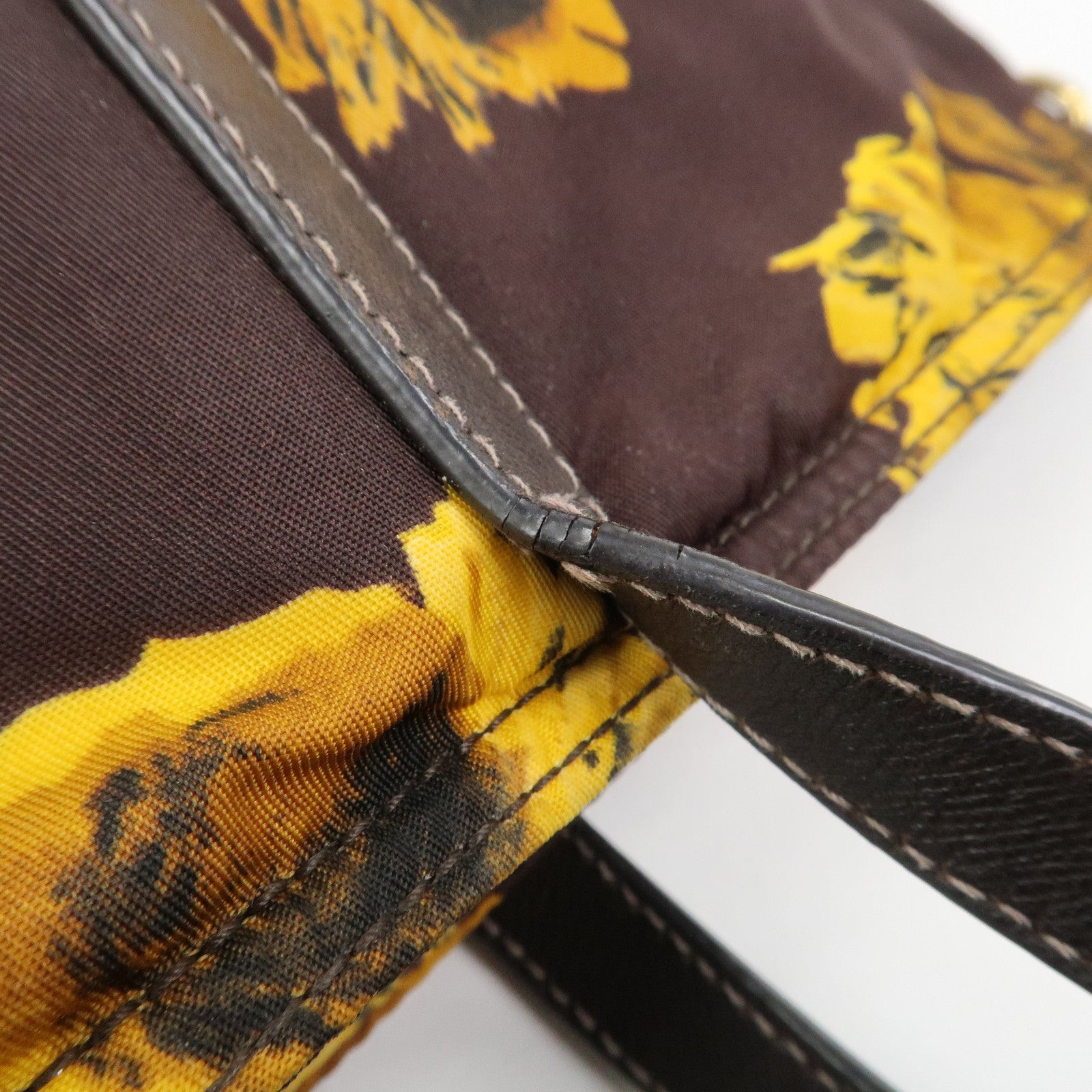 PRADA Triangle Logo Nylon Leather 2Way Shoulder Bag Flower Print
