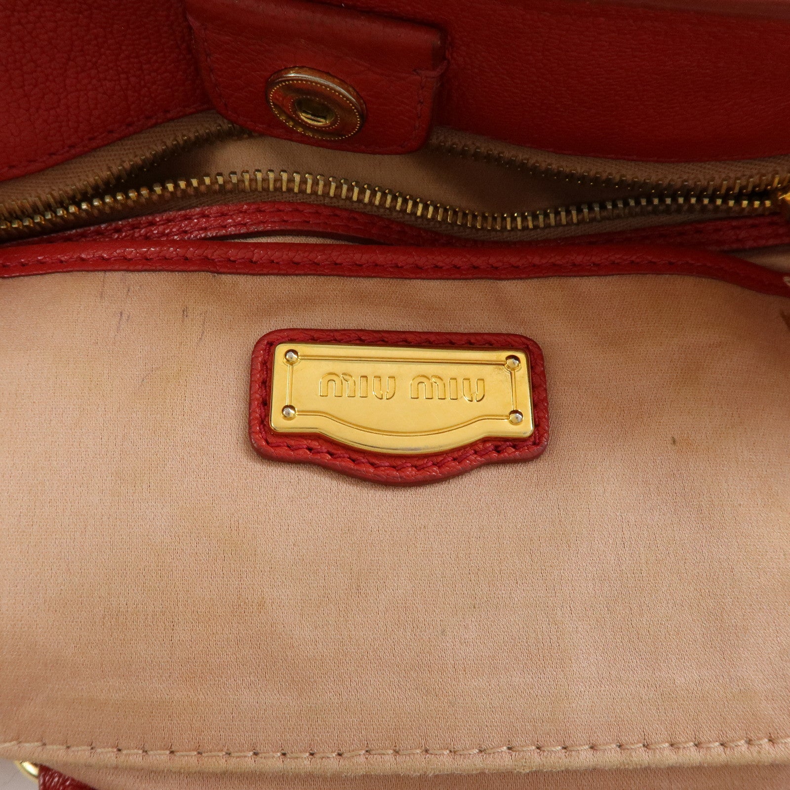 MIU MIU MADRAS Leather 2Way Bag Hand Bag Shoulder Bag Red