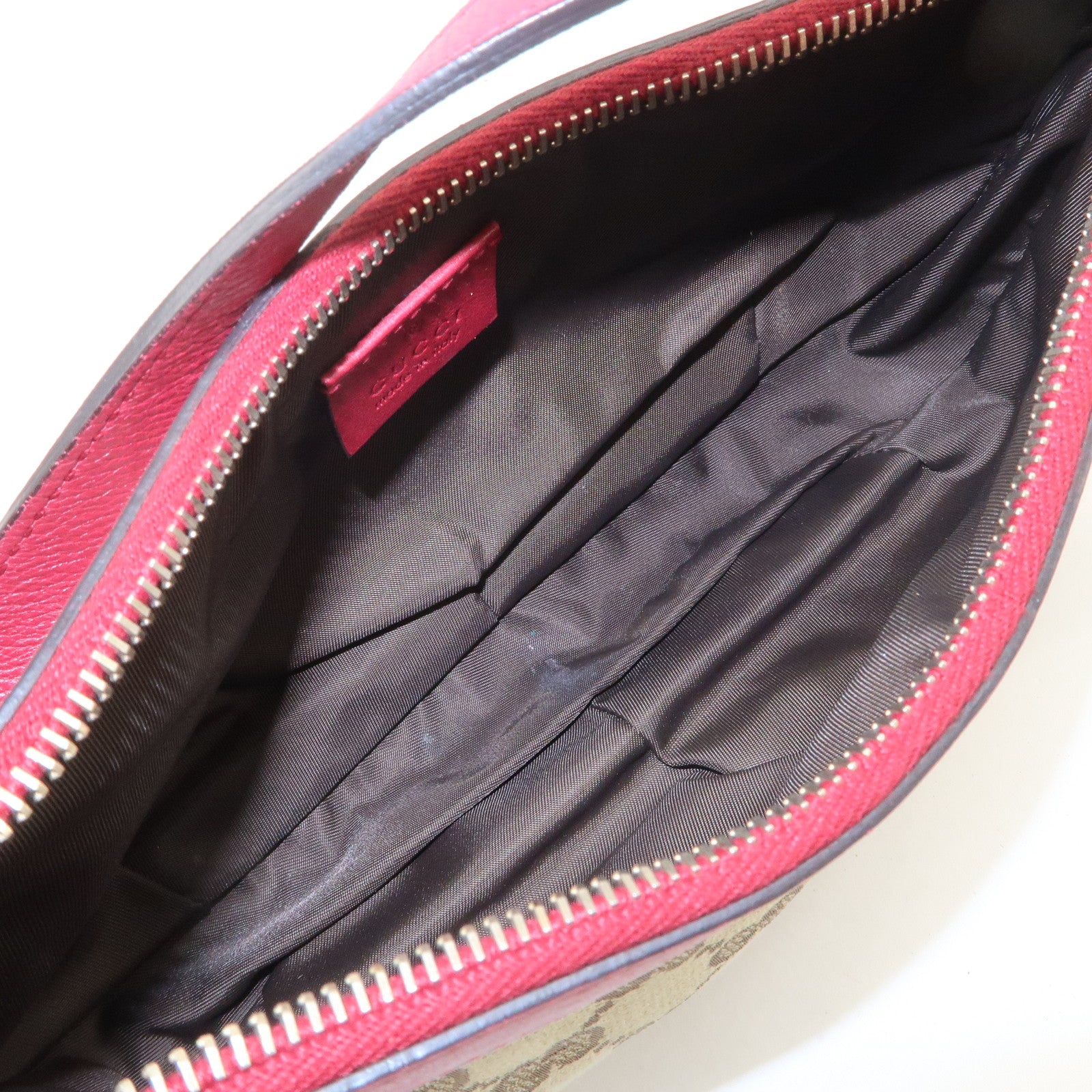 GUCCI Lovely Heart GG Canvas Leather Hand Bag Beige Red 245938 Used