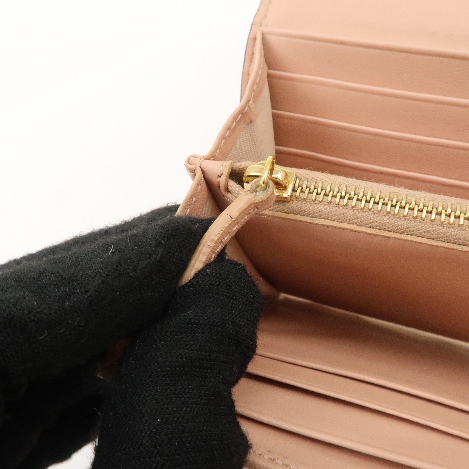 FENDI Zucca Baguette Continental Long Wallet Pink 8M0251 Used