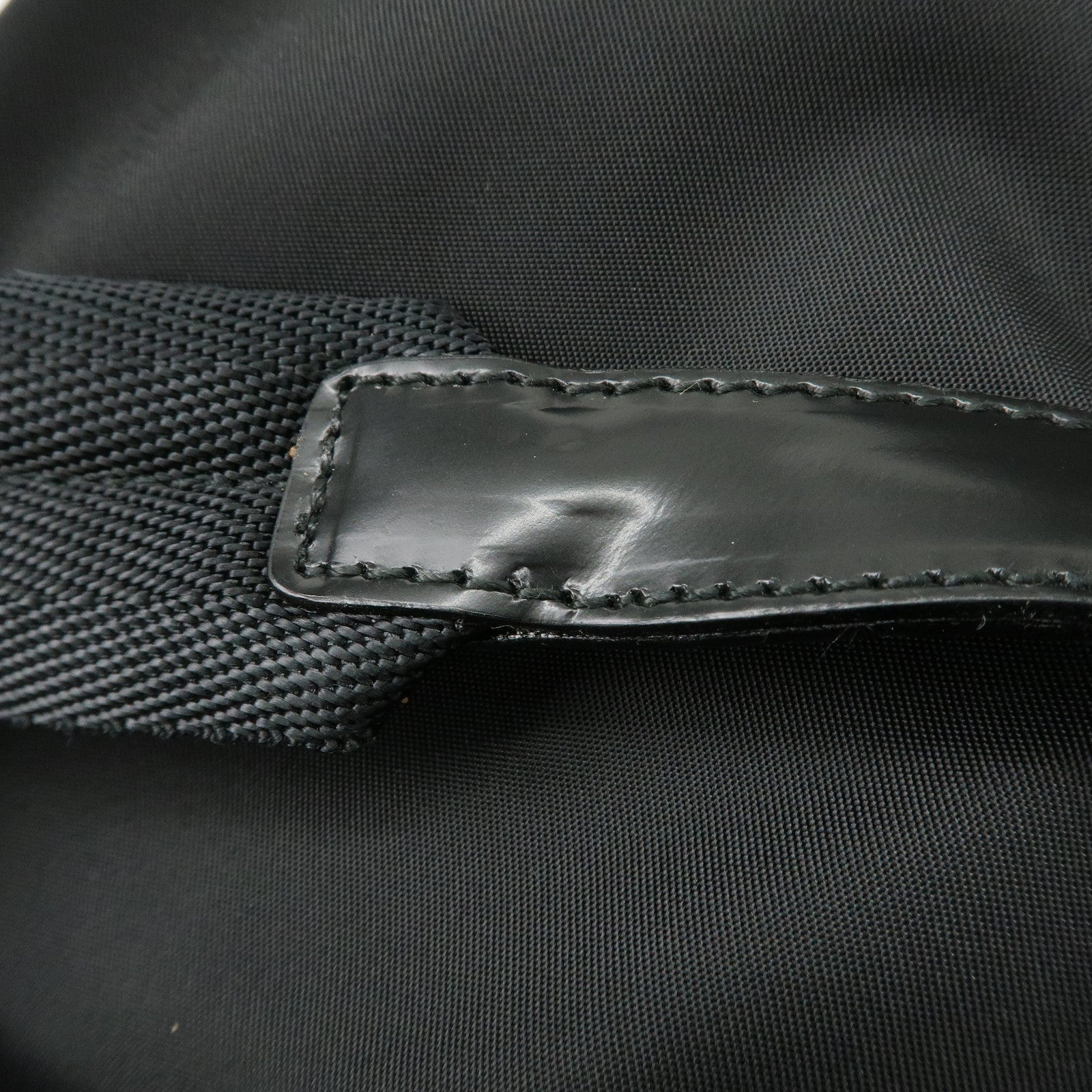 PRADA Triangle Logo Leather Nylon Backpack Black B6677 Used