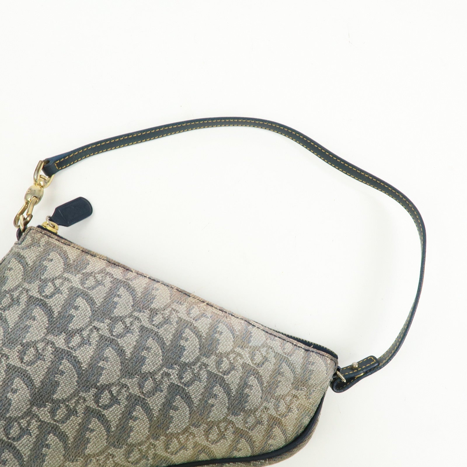 Christian Dior Saddle Trotter Jacquard Leather Shoulder Bag Navy