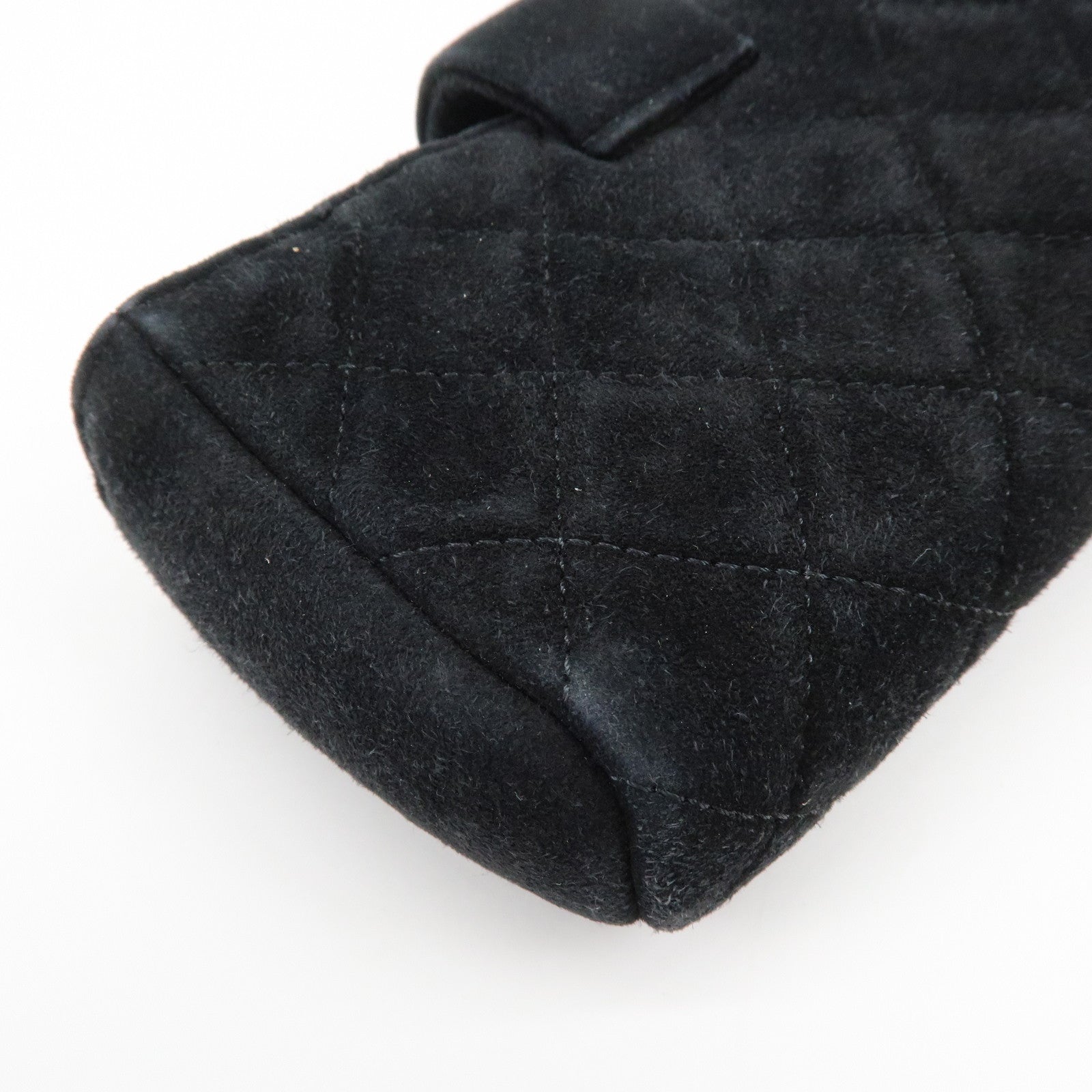 CHANEL Matelasse COCO Mark Suede Cosmetic Makeup Pouch Black
