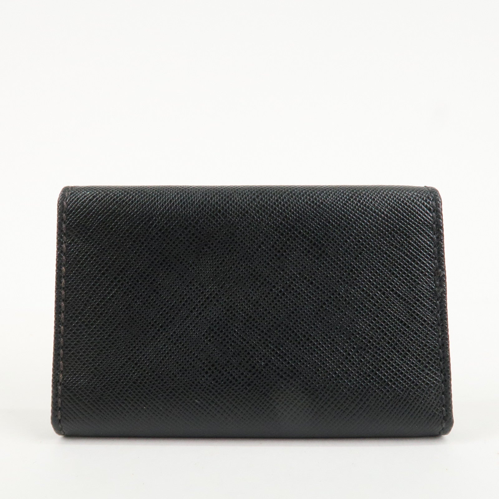 PRADA Triangle Logo Saffiano Leather Key Case Black 1M0222 Used