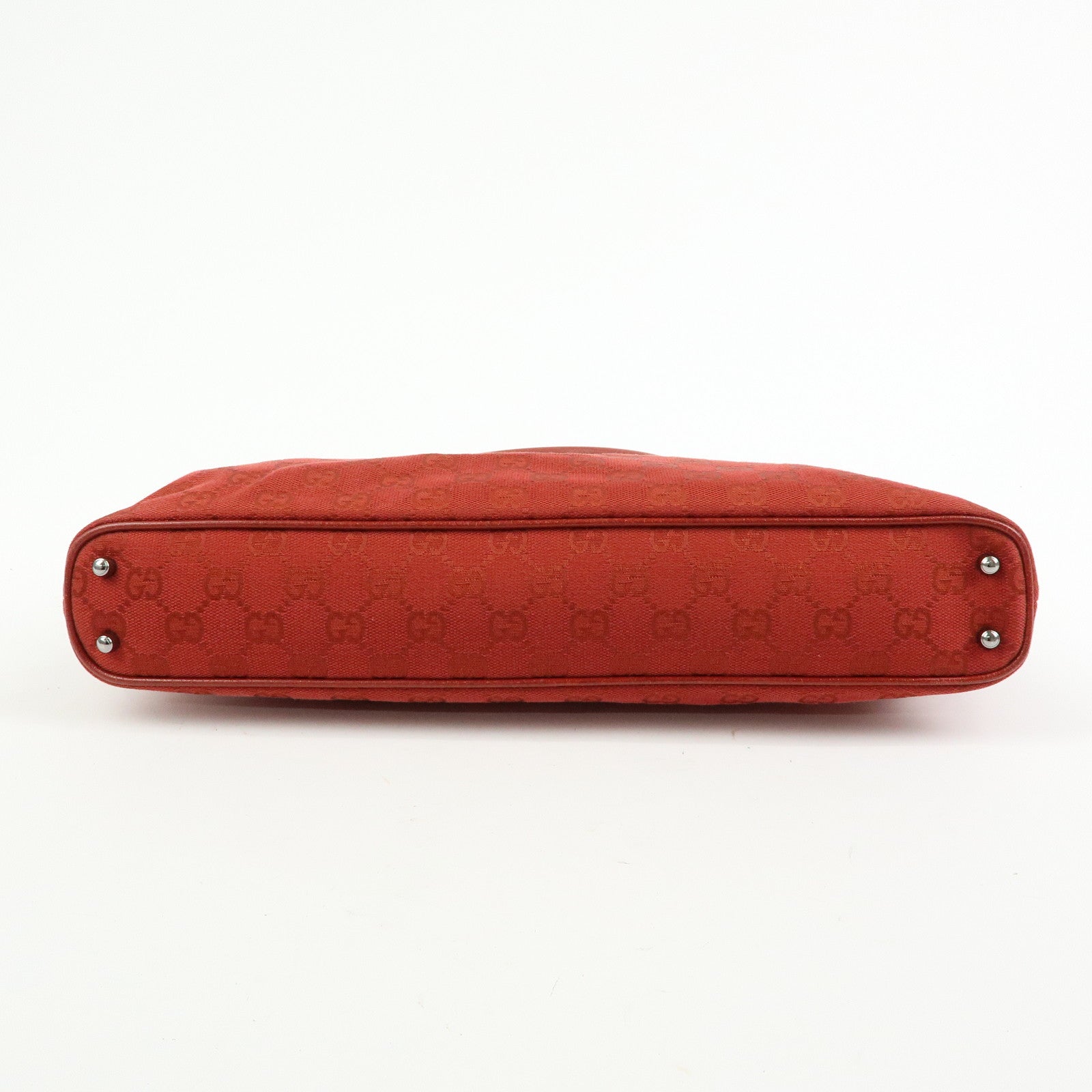 GUCCI GG Canvas Leather Tote Bag Hand Bag Red 113015