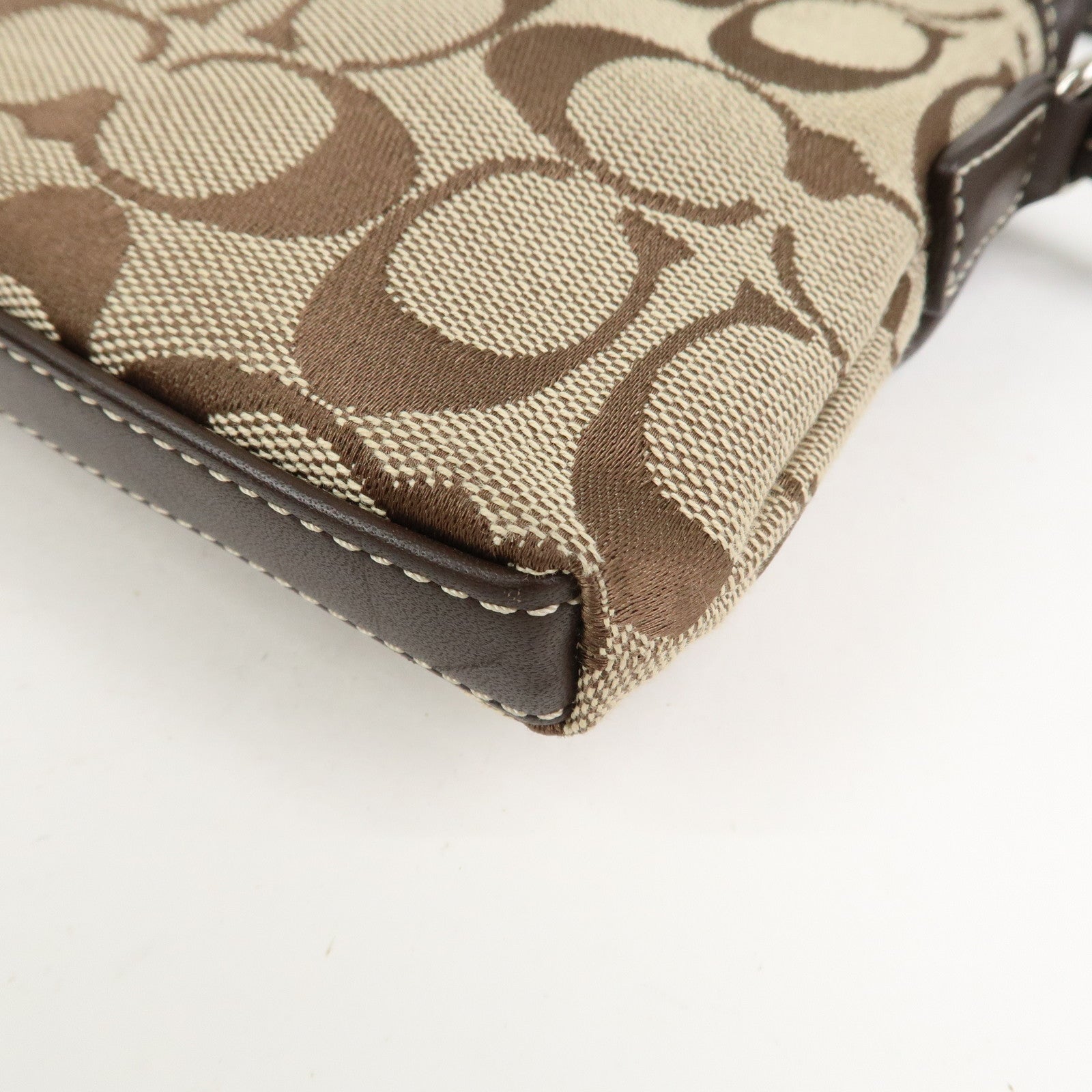 COACH Signature Canvas Leather Shoulder Bag Hand Bag Brown