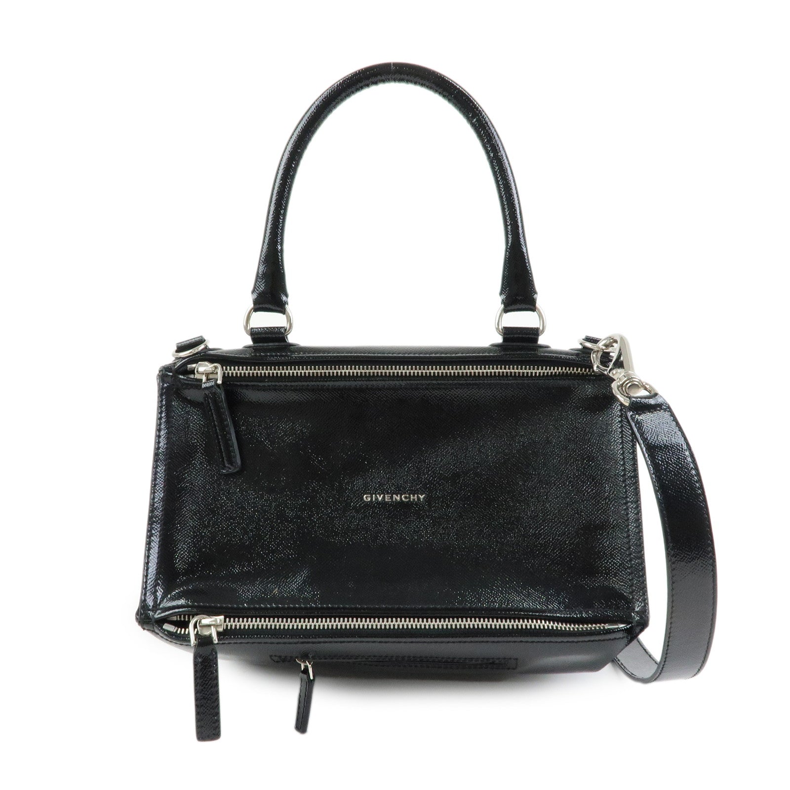 GIVENCHY Pandora Patent Leather 2Way Shoulder Bag Hand Bag Black
