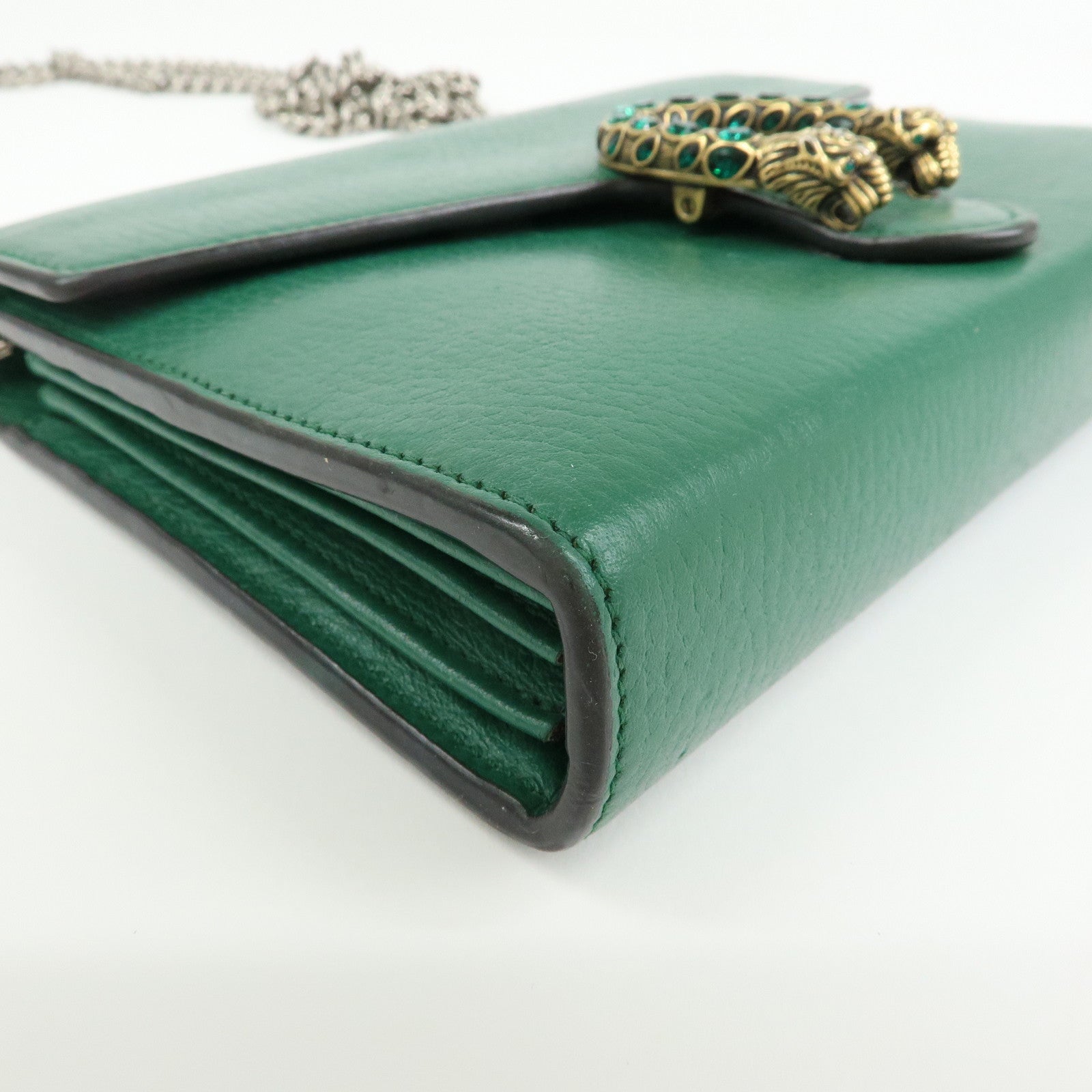 GUCCI Dionysus Leather Chain Wallet Shoulder Bag Green 401231