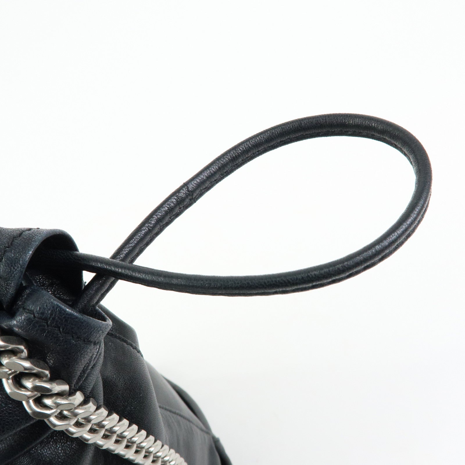SAINT LAURENT PARIS Teddy Leather Chain Shoulder Bag Black 538447