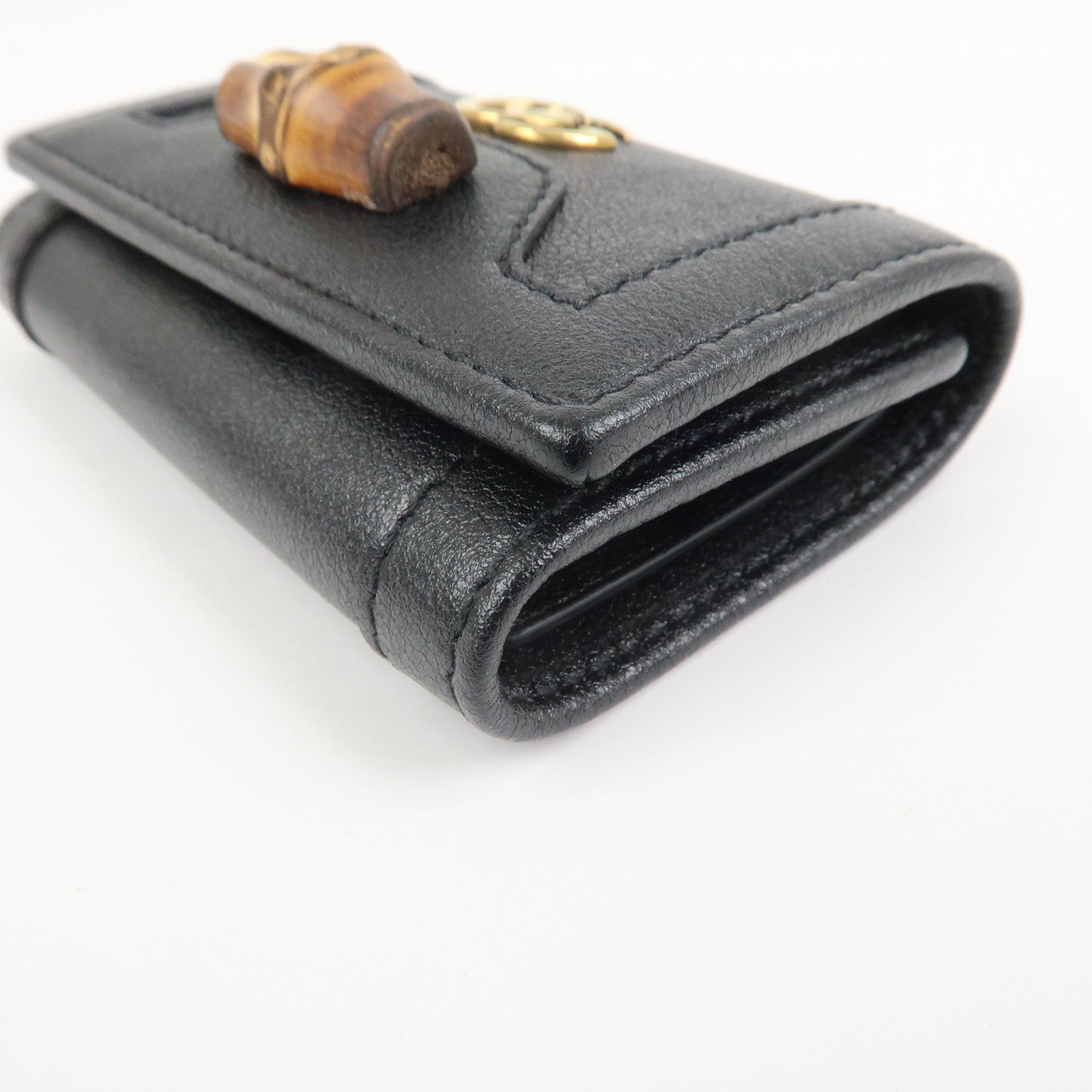 GUCCI GG Marmont Bamboo Leather 6 Key Rings Key Case Black 658636