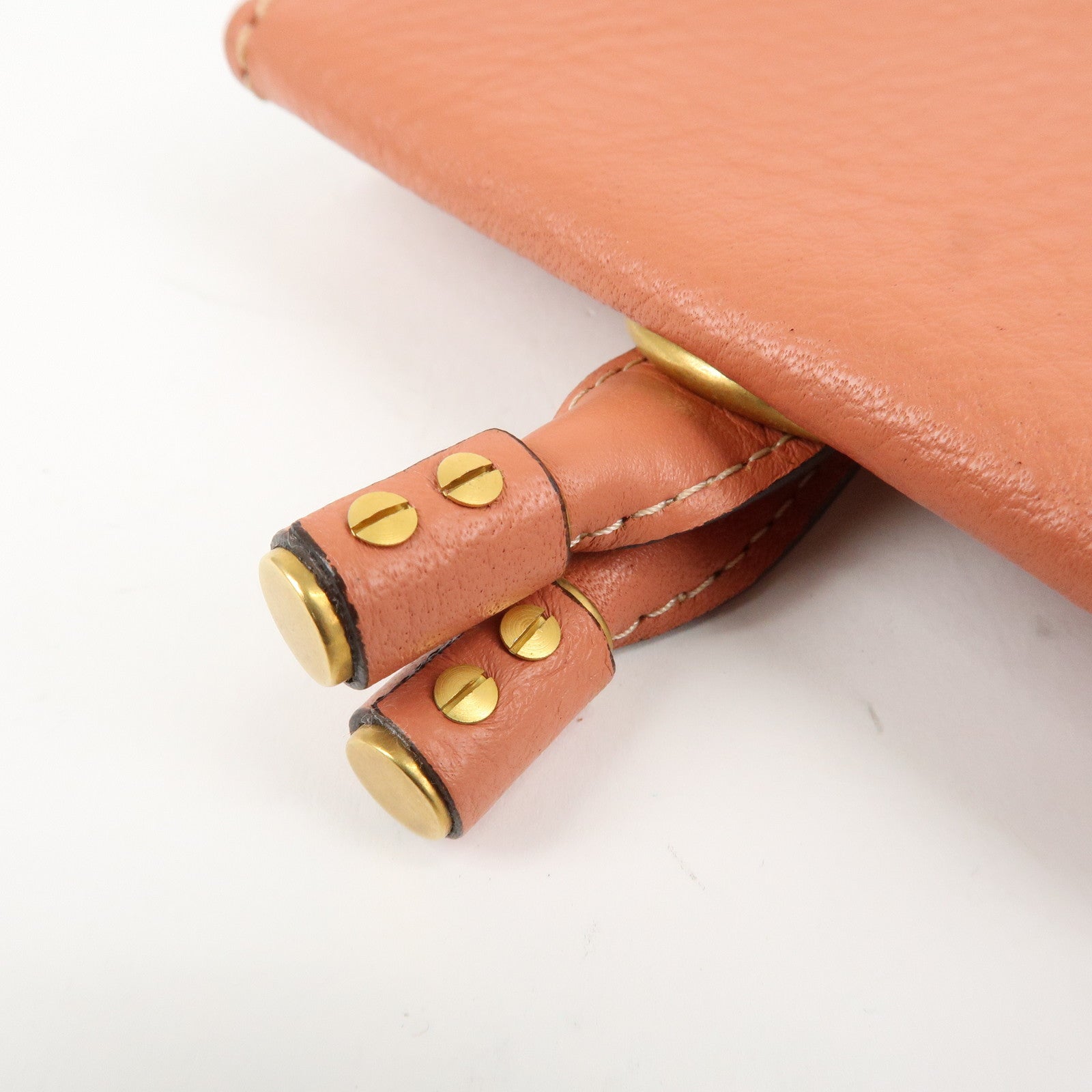 Chloe Leather Marcy Bi-fold Coin Case Card Case Orange Gold Hardware Used