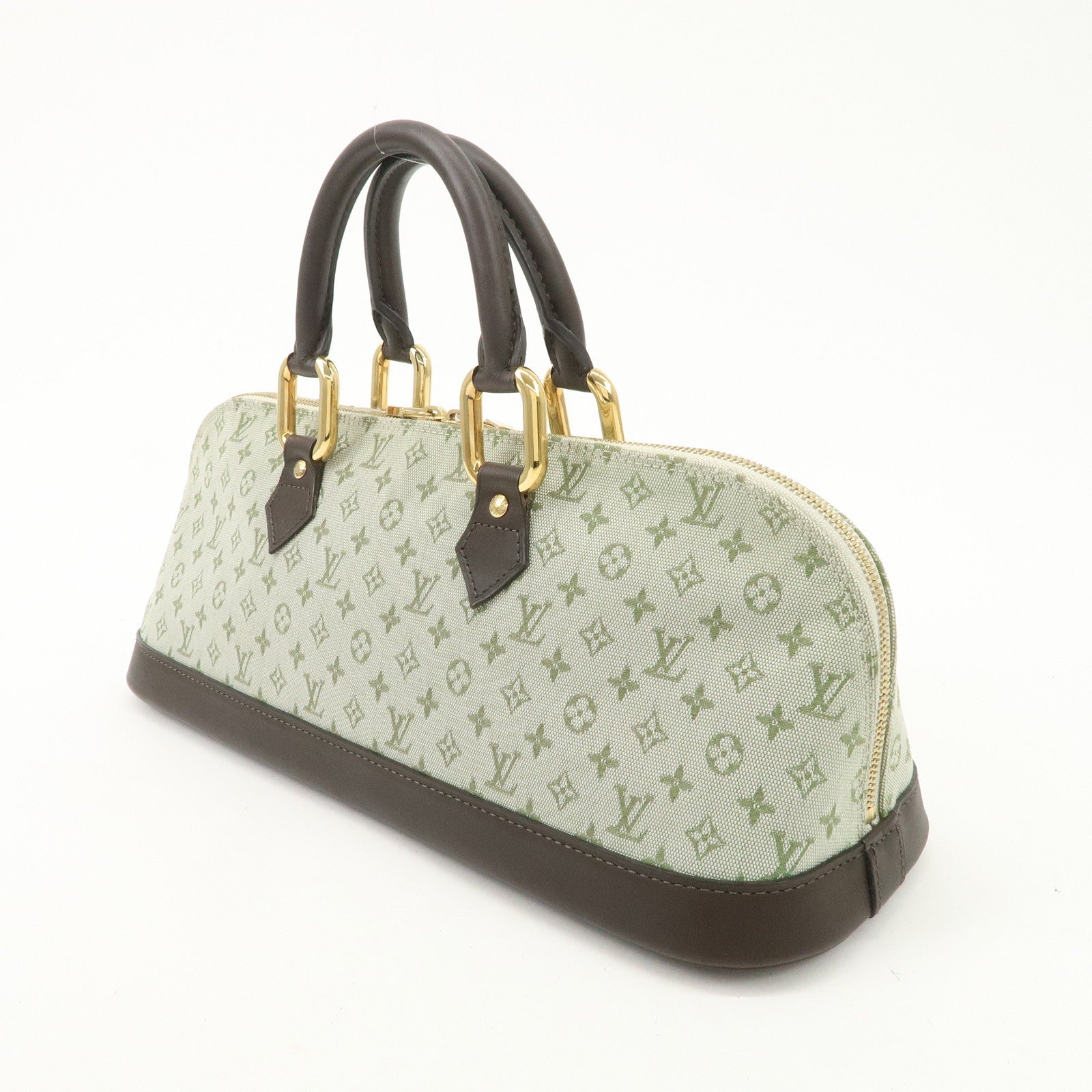 Louis Vuitton Monogram Mini Canvas Alma Long Hand Bag Khaki M92206 Used