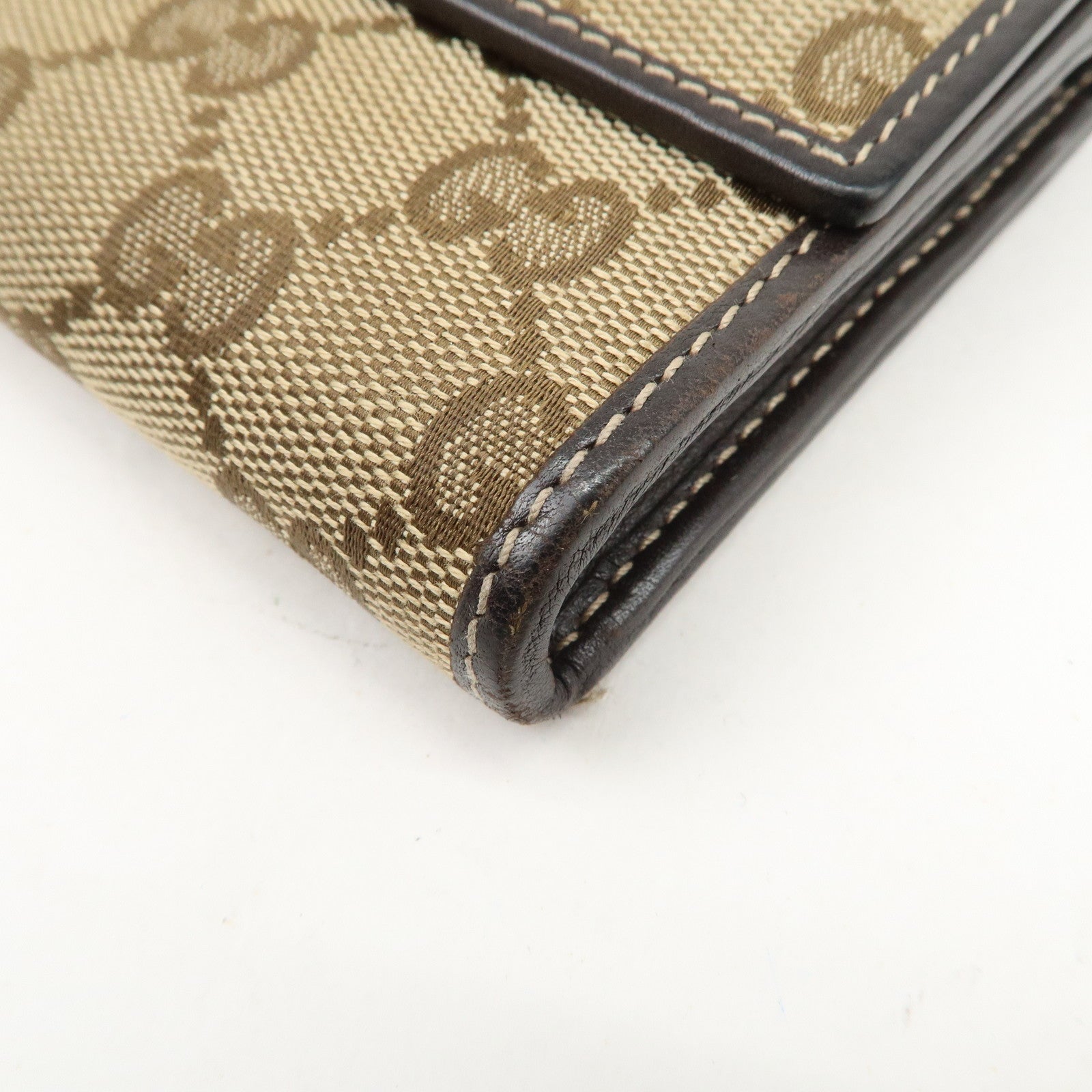 GUCCI Lovely Heart GG Canvas Leather Long Wallet Brown 251861