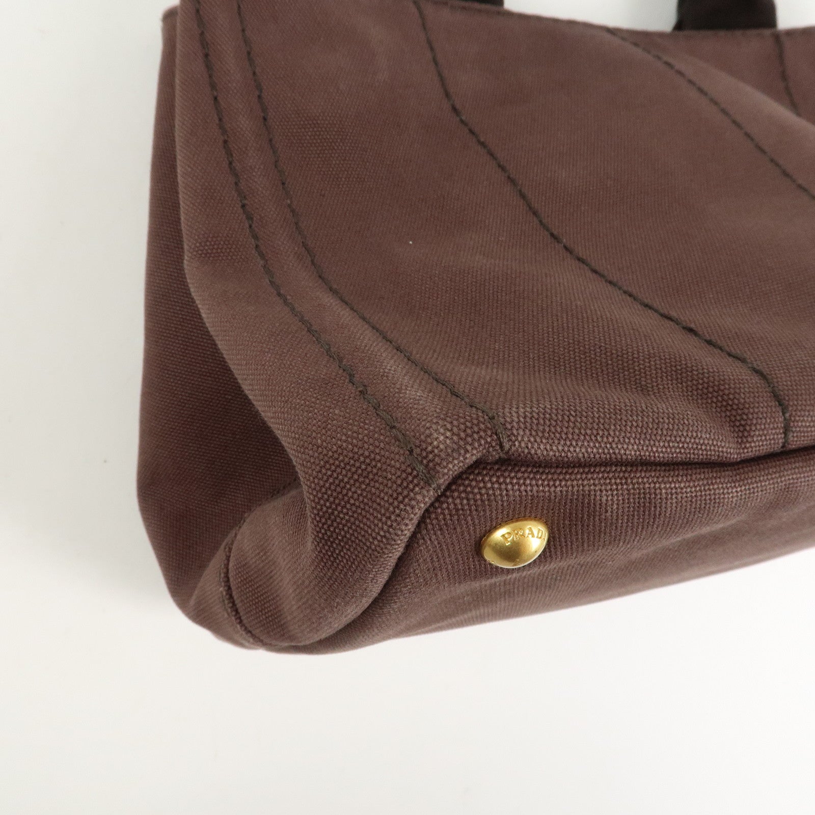 PRADA Logo Canapa 2Way Tote Bag Hand Bag Brown BN2642