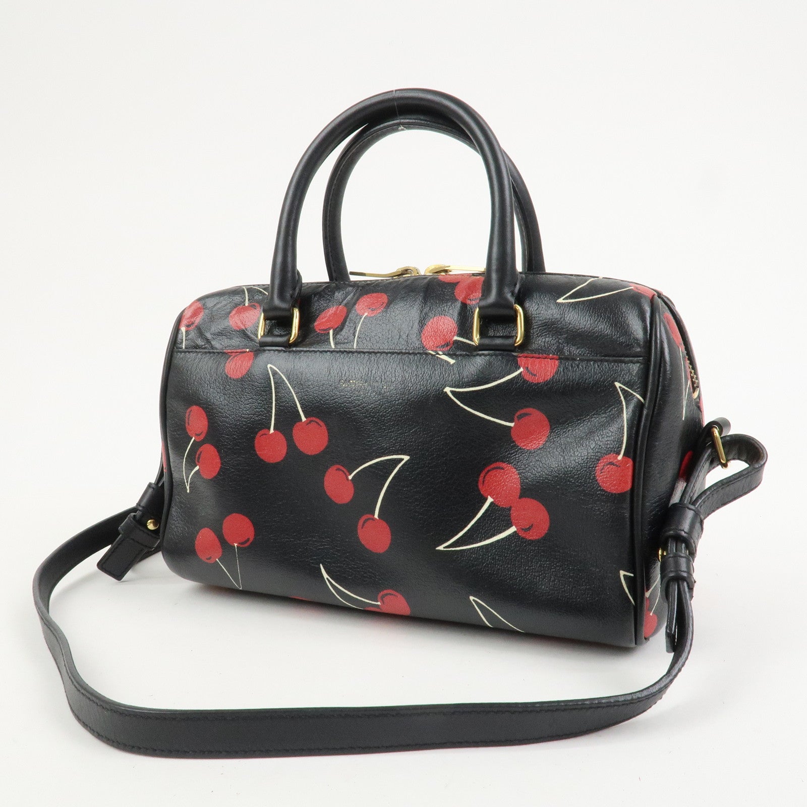 SAINT LAURENT PARIS Baby Duffle Leather Cherry 2Way Hand Bag 330958