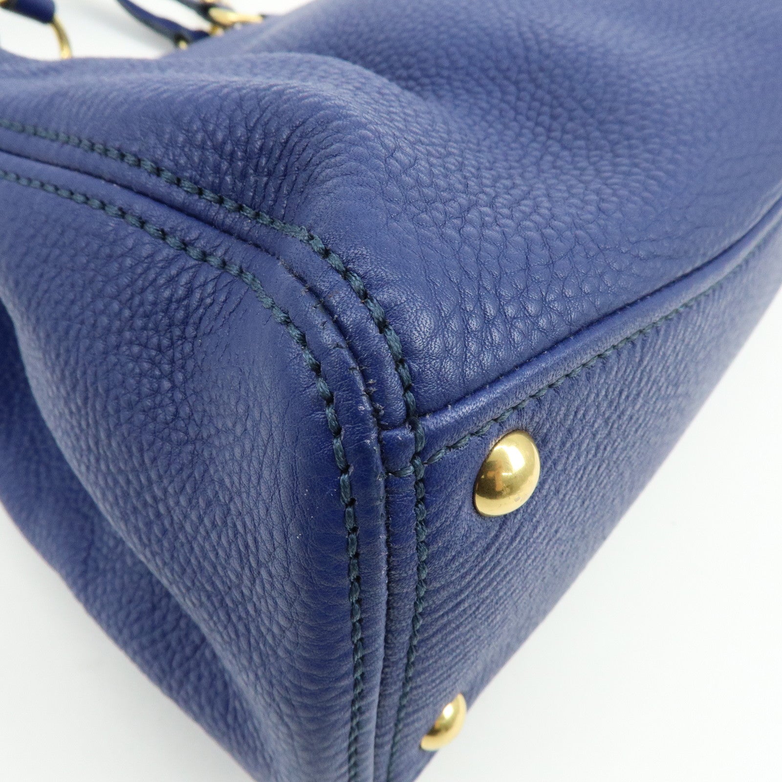 MIU MIU Leather 2Way Bag Hand Bag Shoulder Bag Blue