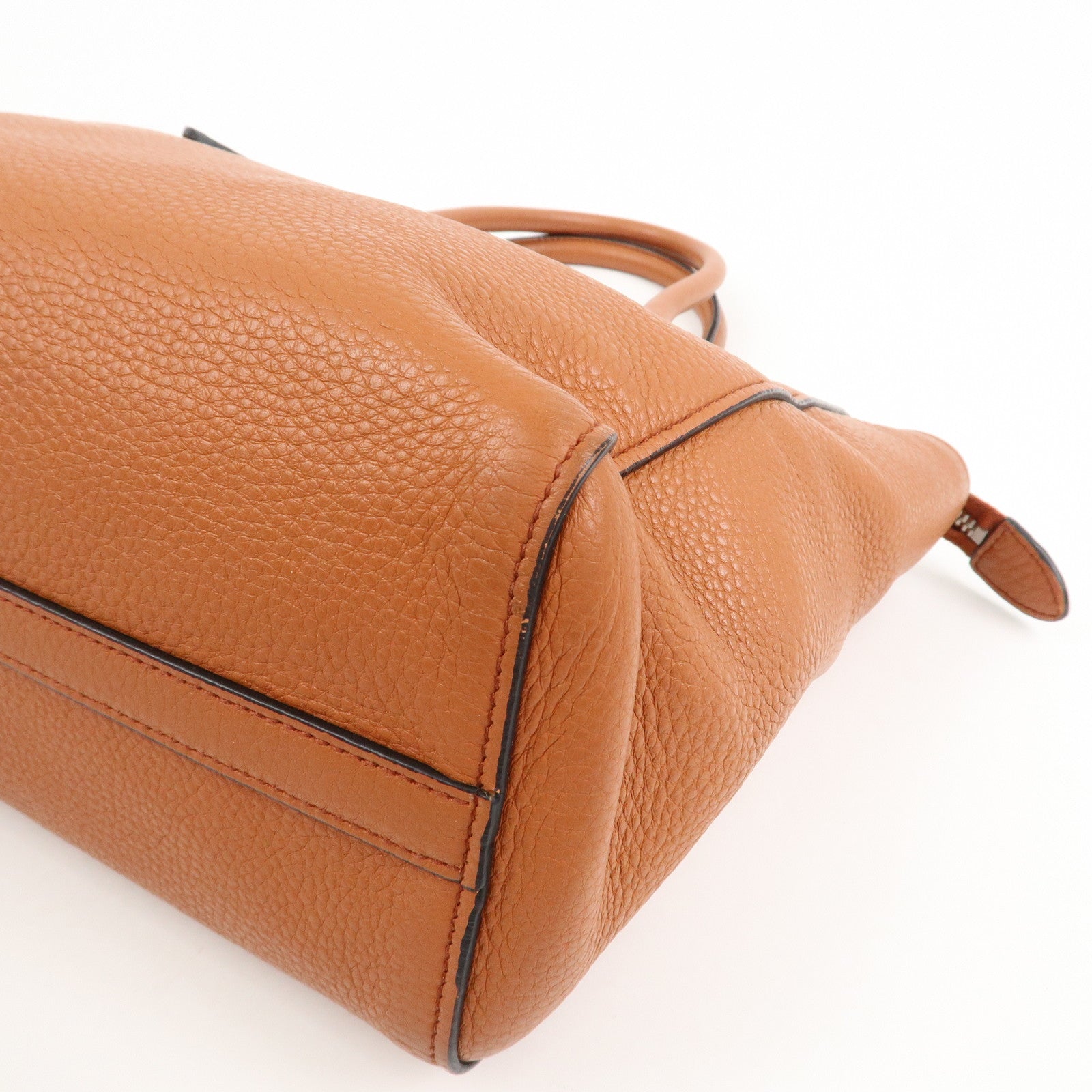 PRADA Logo Leather 2Way Bag Hand Bag Shoulder Bag Brown 1BA205