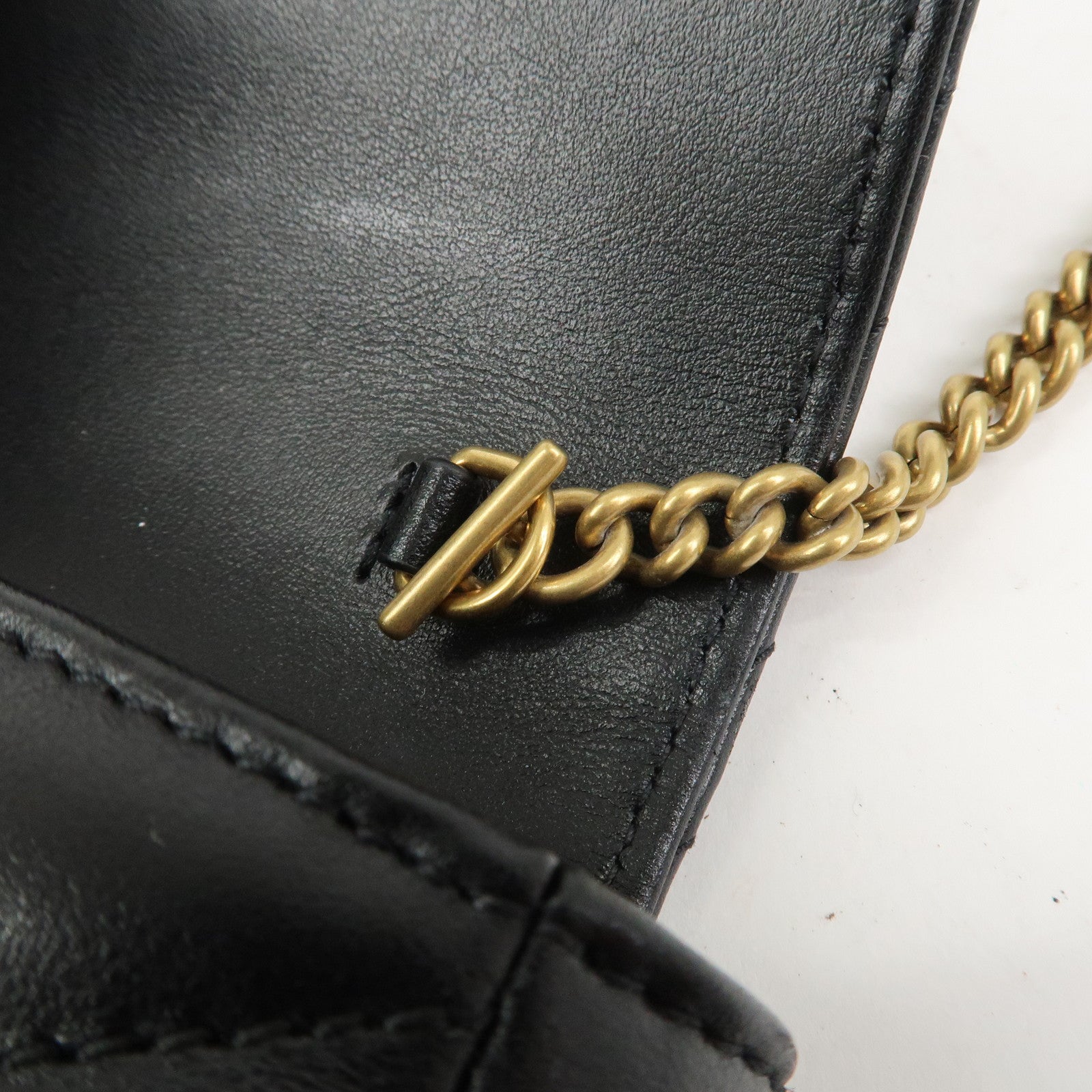 GUCCI GG Marmont Leather Chain Shoulder Bag Black 476433