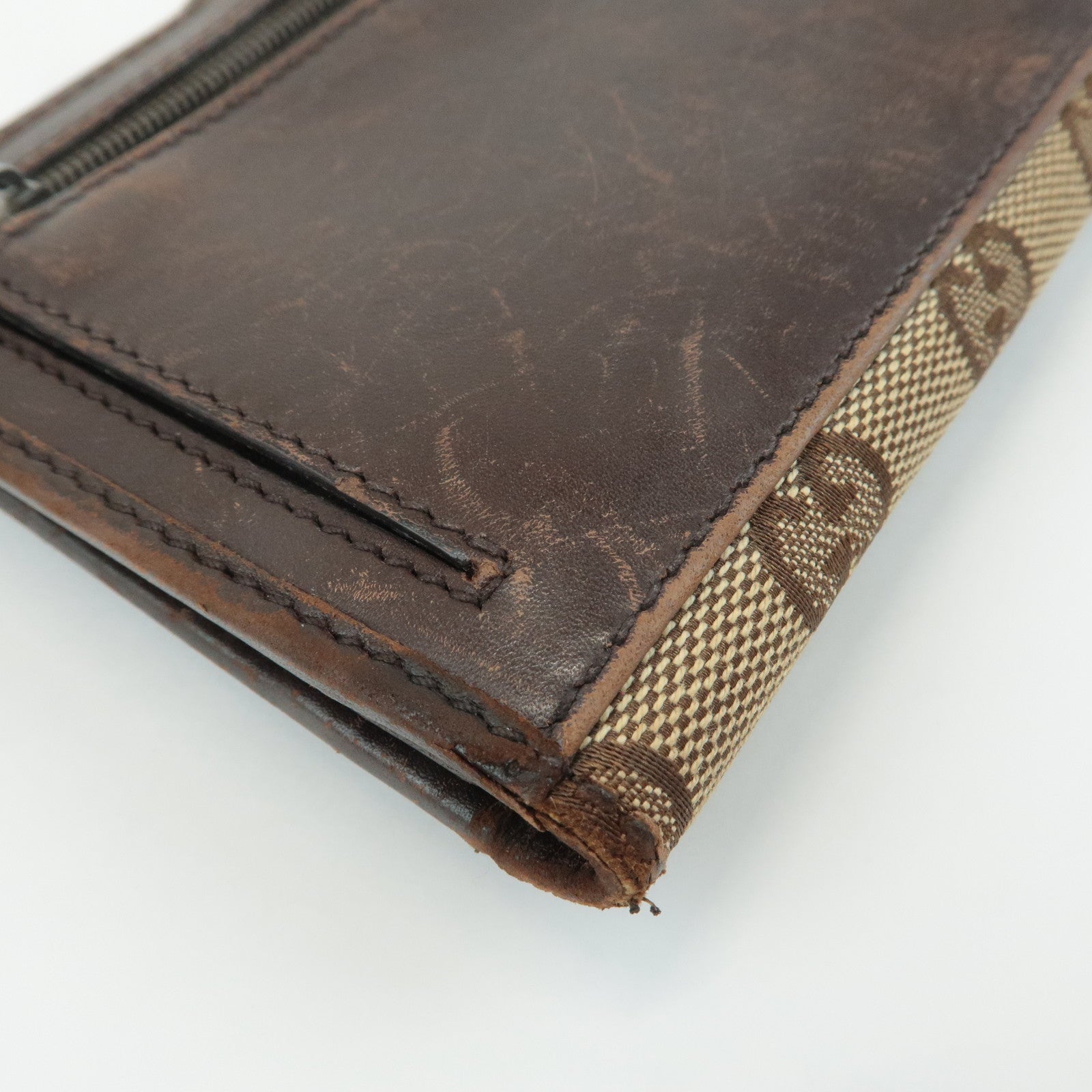 GUCCI Sherry Set of 2 GG Canvas Leather Wallet Brown Black 181672 Used