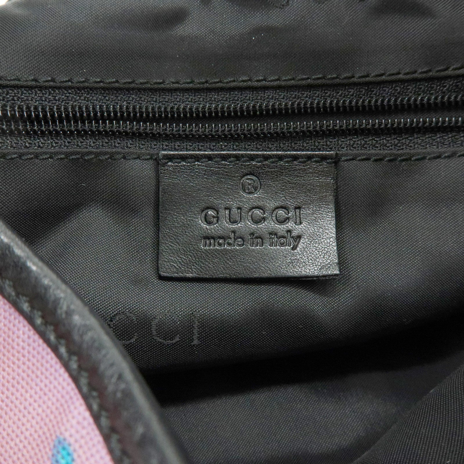 GUCCI Jackie Nylon Leather Shoulder Hand Bag Pink Black 001.9735