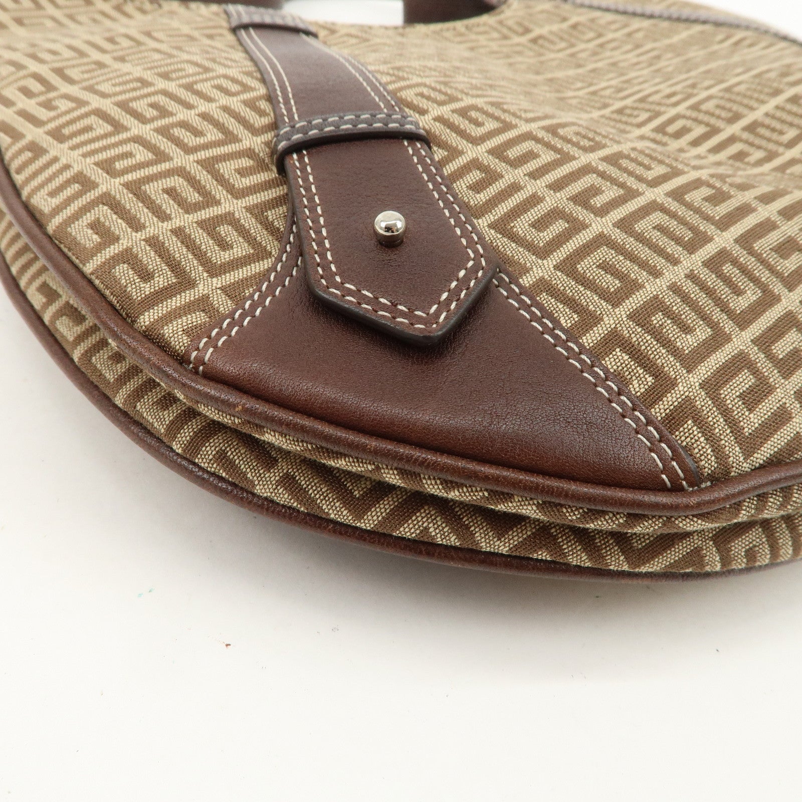 GIVENCHY 4G Logo Canvas Leather Hand Bag Shoulder Bag Beige Brown