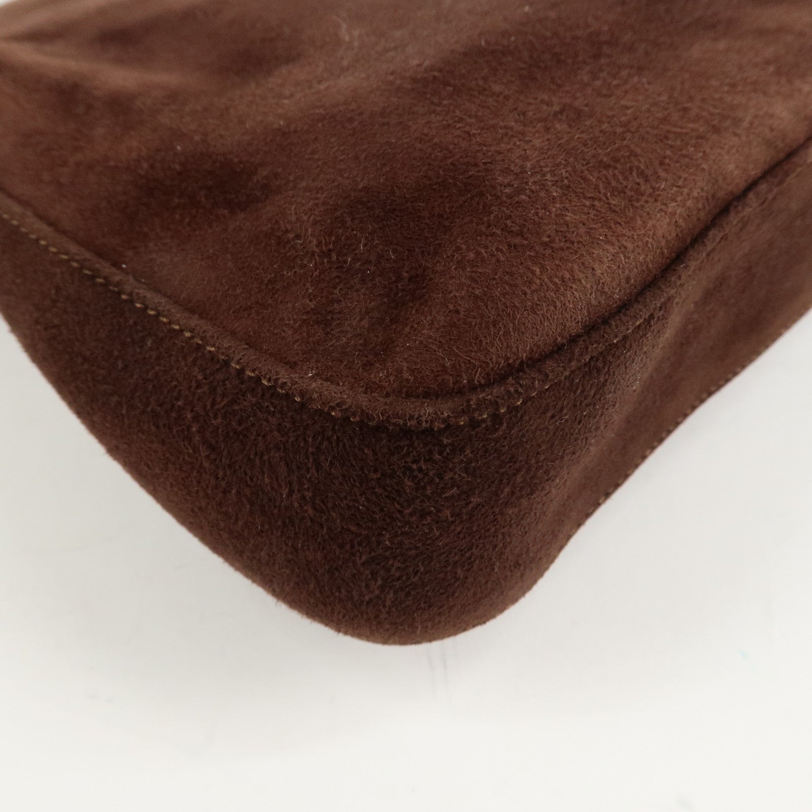 PRADA Suede Leather Chain Shoulder Bag Hand Bag Brown