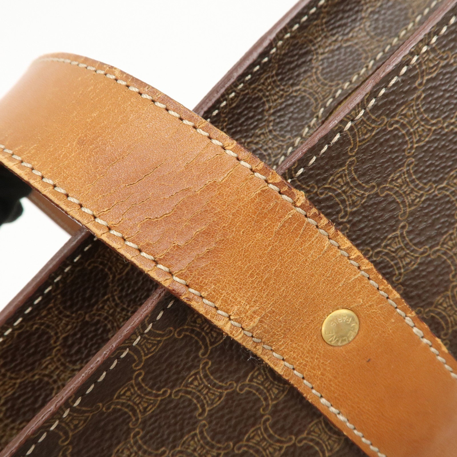 CELINE Macadam PVC Leather Tote Bag Shoulder Bag Brown