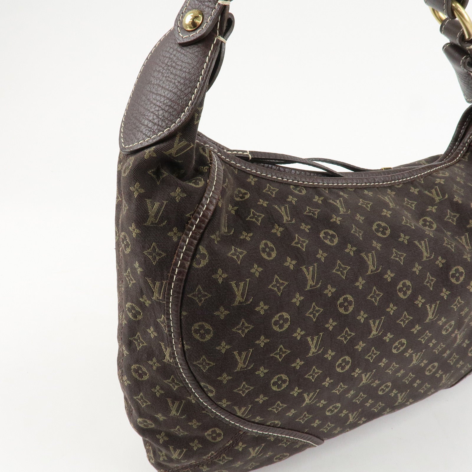 Louis Vuitton Monogram Mini Lin Manon MM Shoulder Bag Ebene M95619 Used