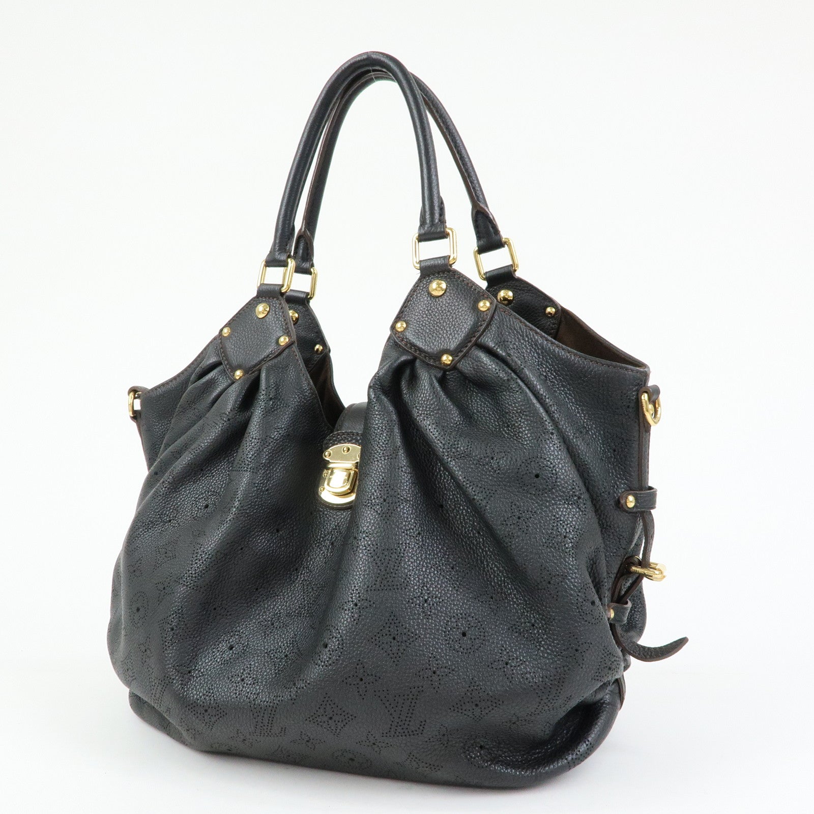 Louis Vuitton Monogram Leather Mahina L Shoulder Bag Noir M95765